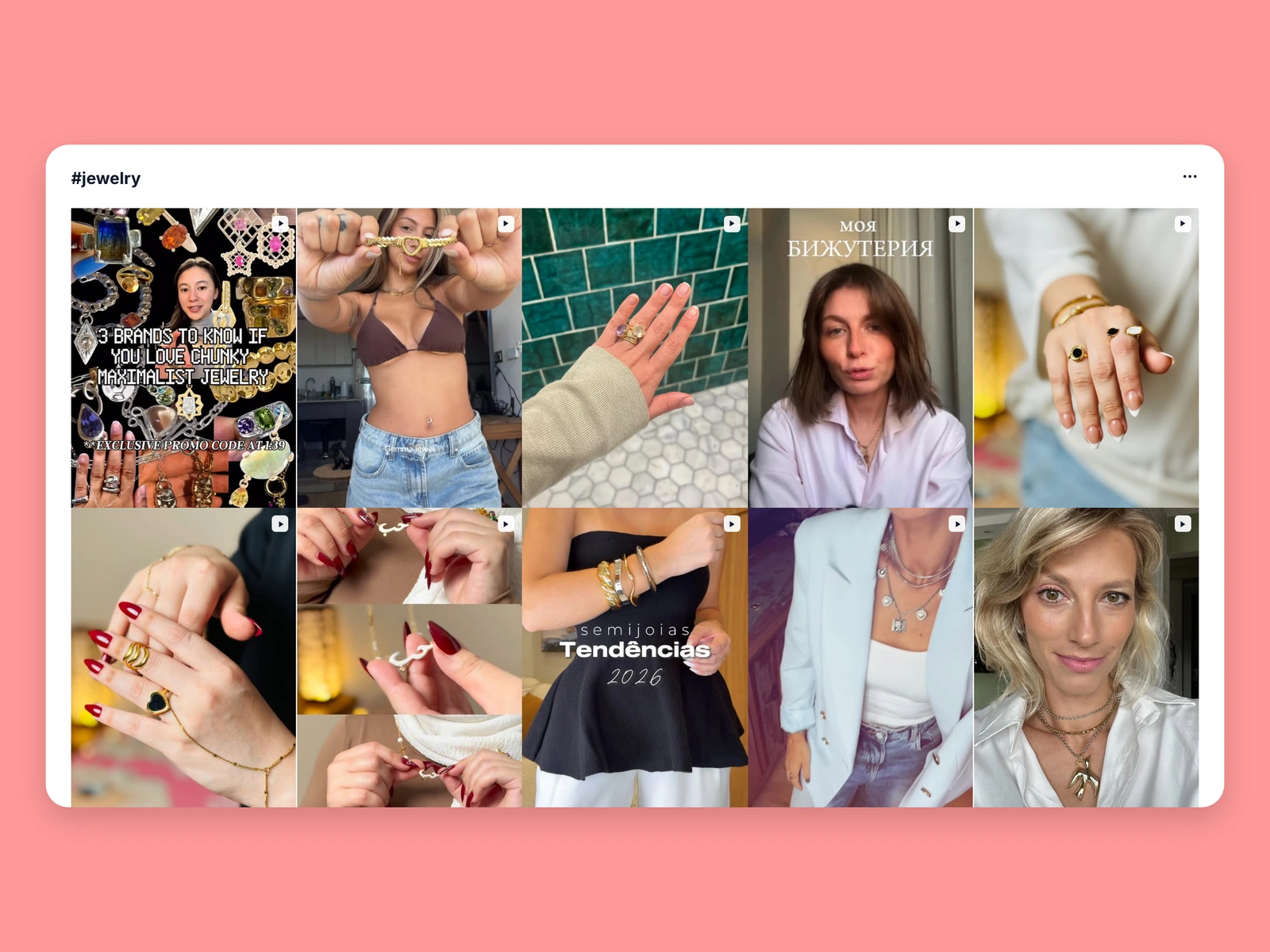 Instagram hashtag results for jewelry content