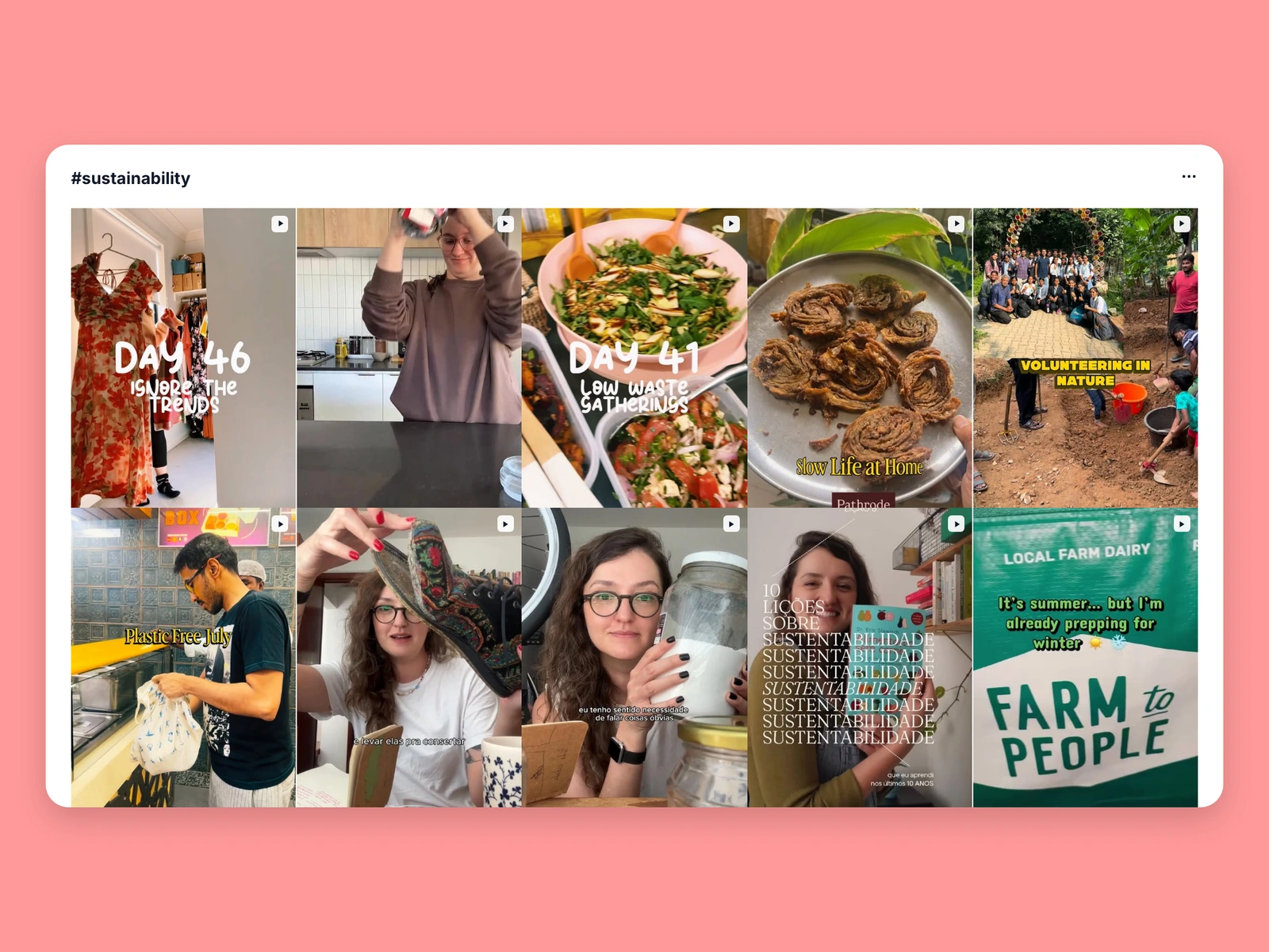 Instagram hashtag results for sustainability content