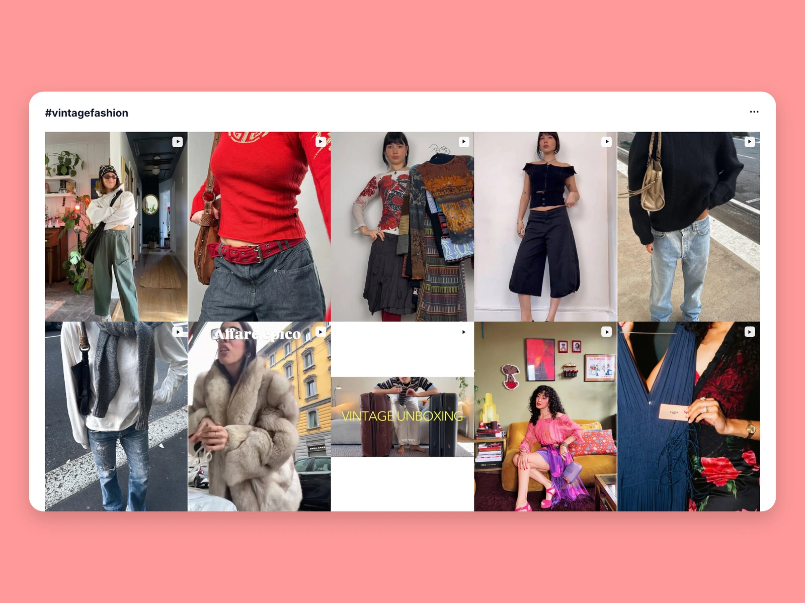 Instagram hashtag results for vintage fashion content