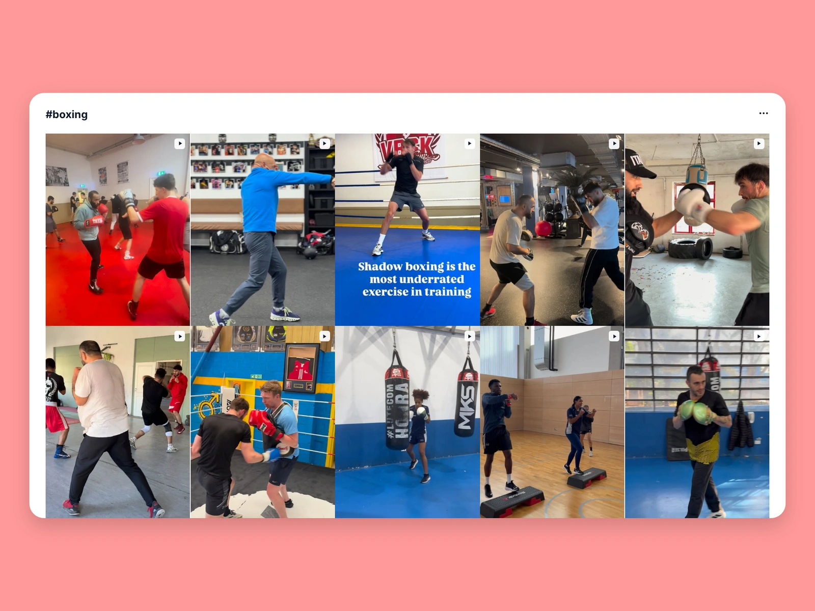 Instagram hashtag results for boxing content