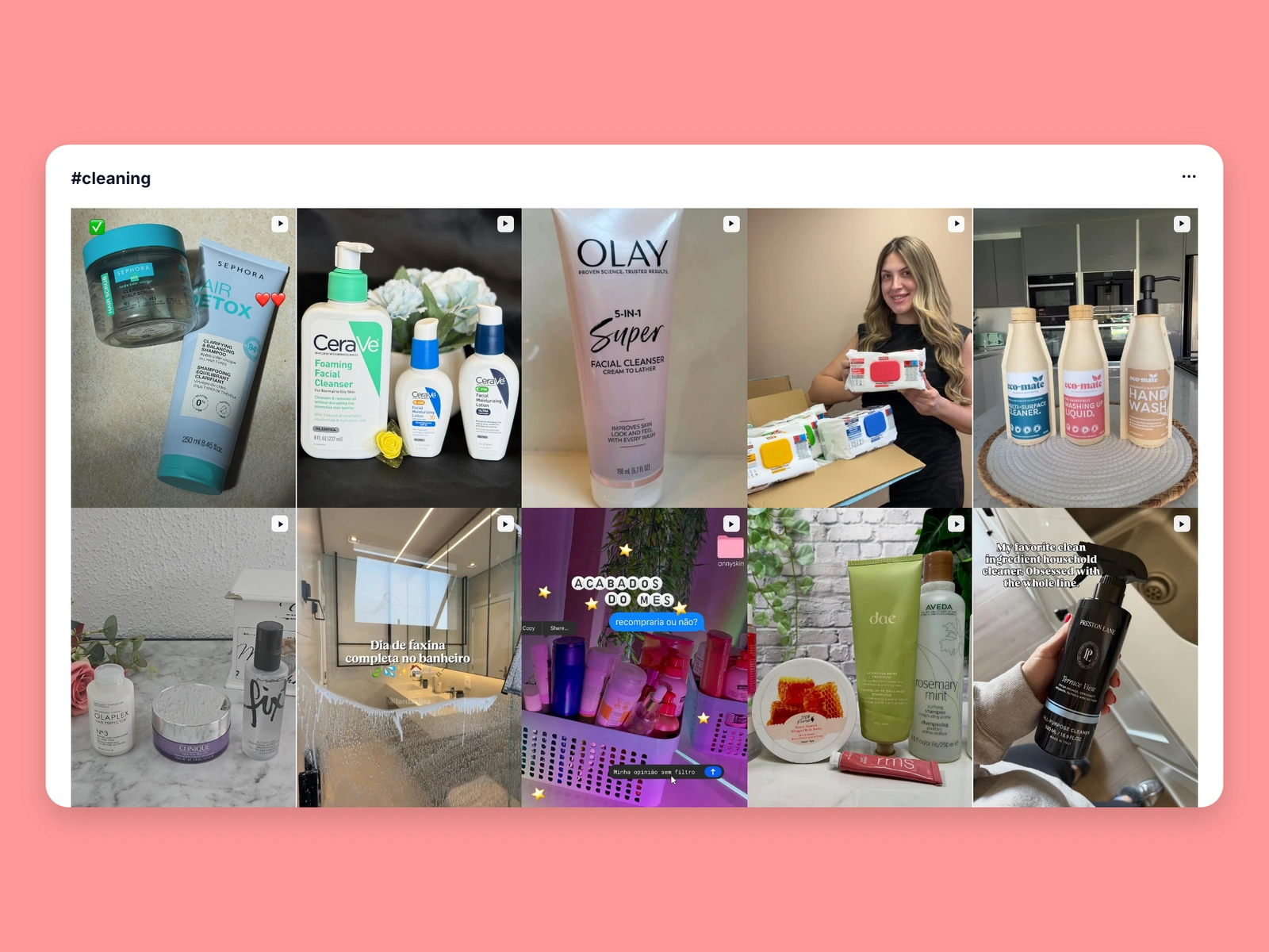 Instagram hashtag results for cleaning content