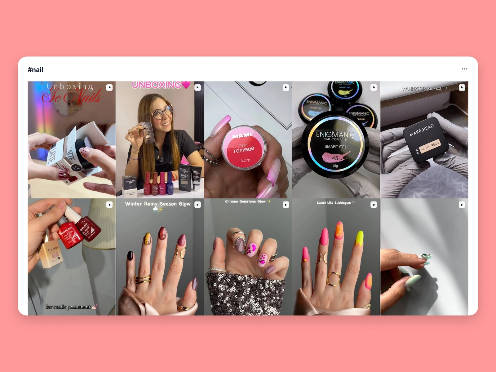Instagram hashtag results for nail content