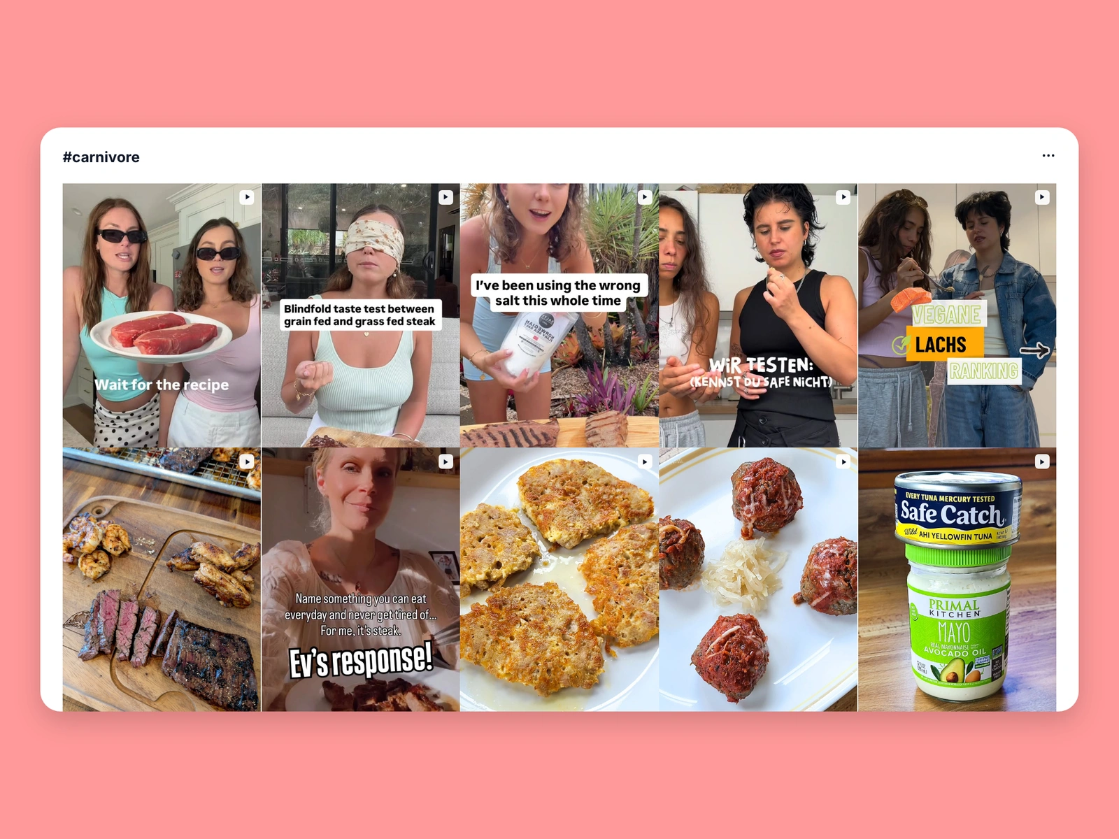 Instagram hashtag results for carnivore content