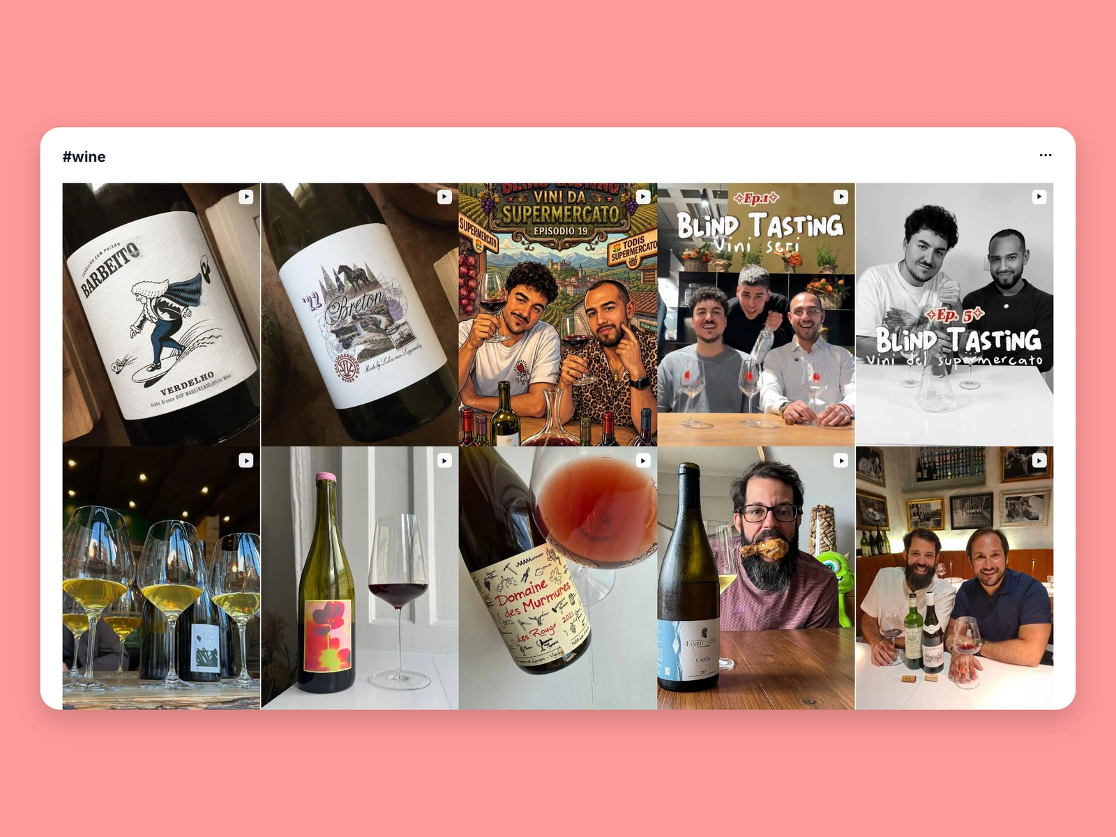 Instagram hashtag results for wine content