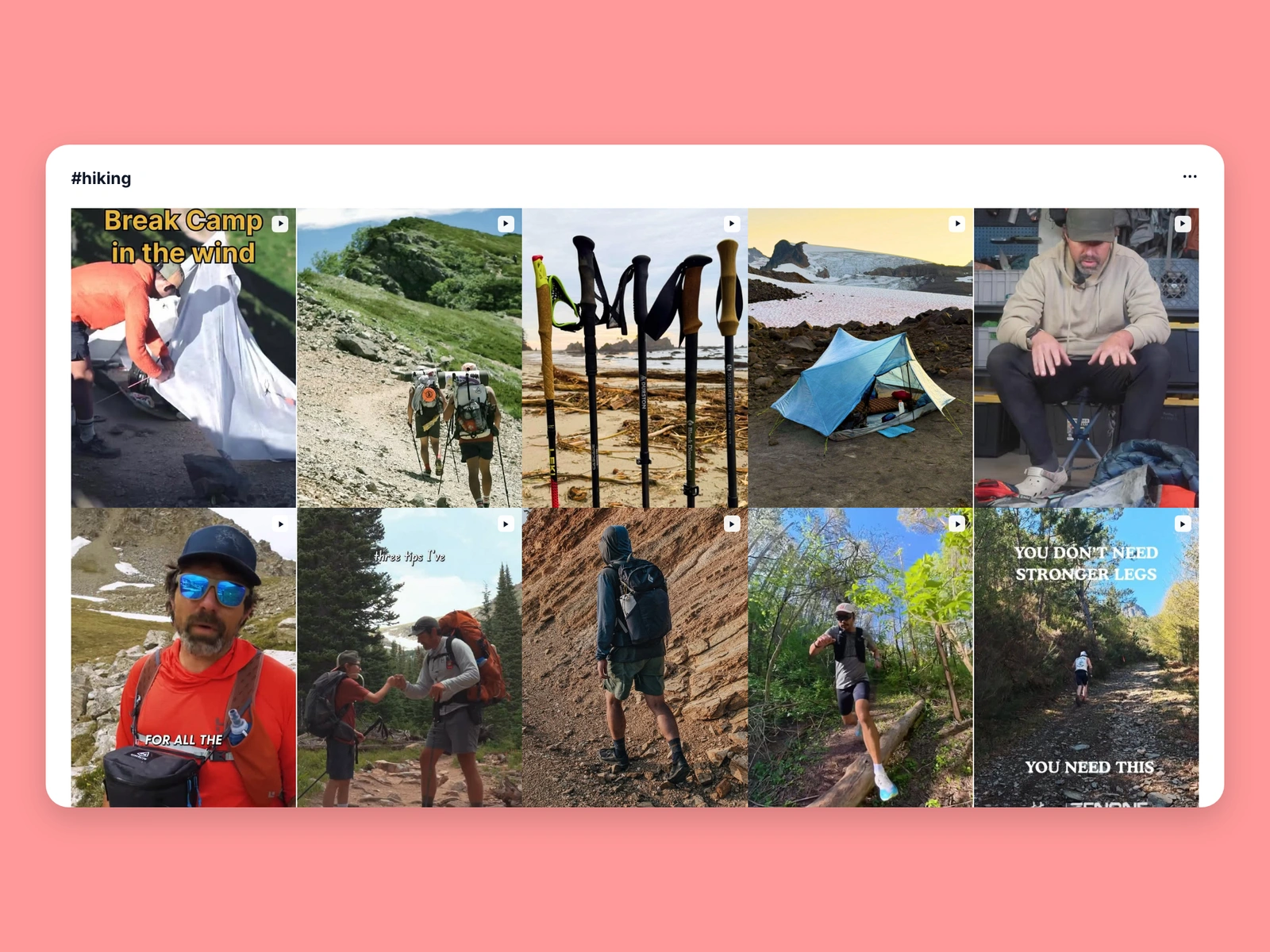 Instagram hashtag results for hiking content