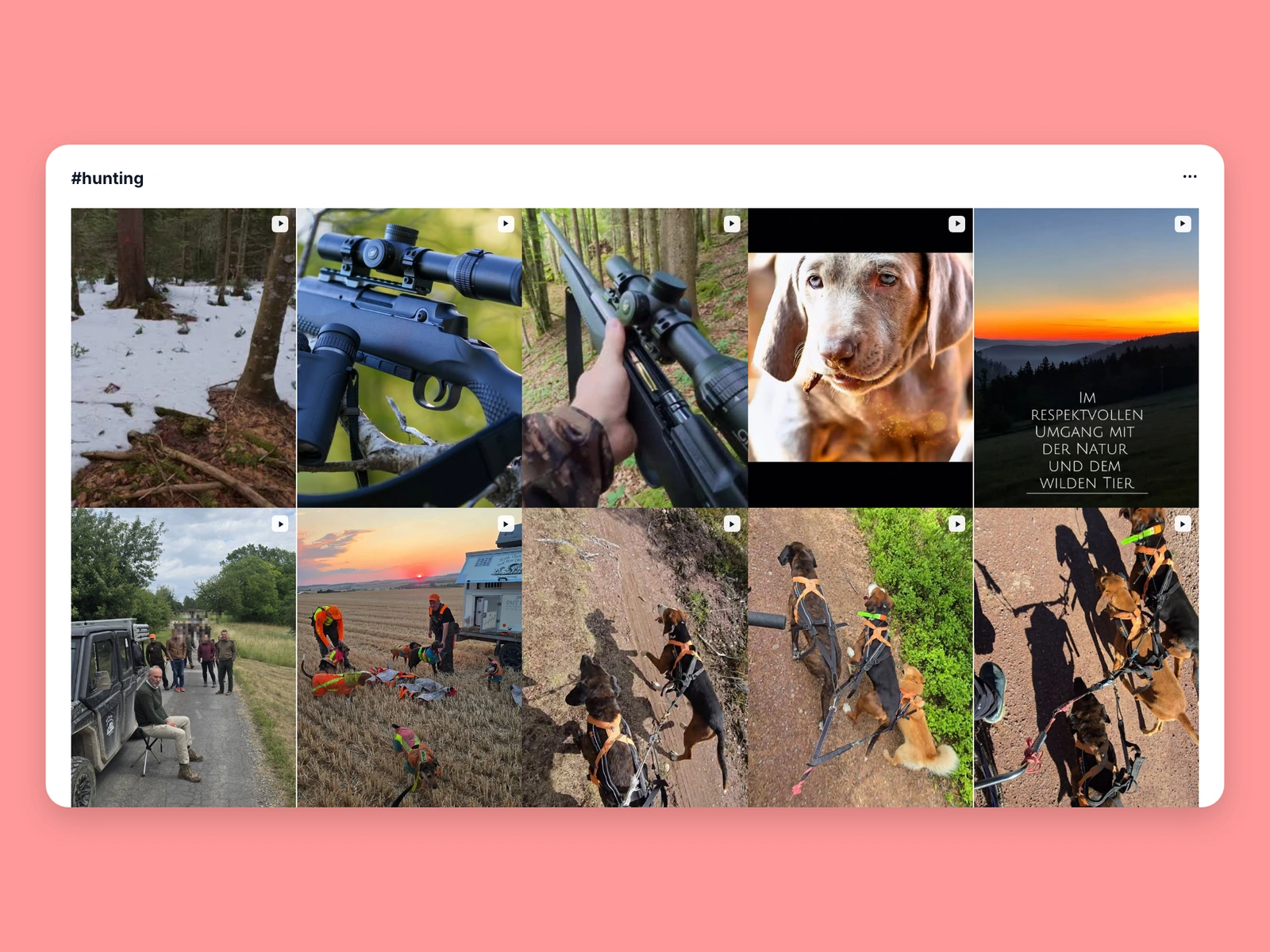 Instagram hashtag results for hunting content