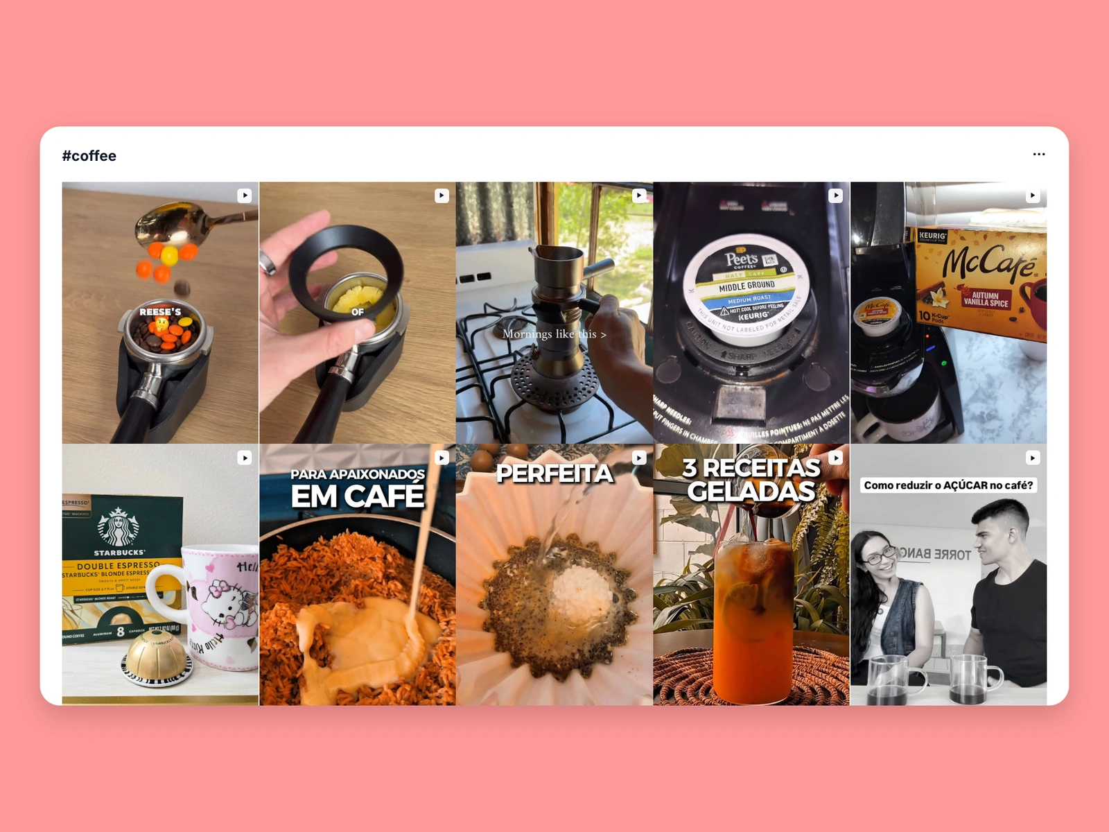 Instagram hashtag results for coffee content