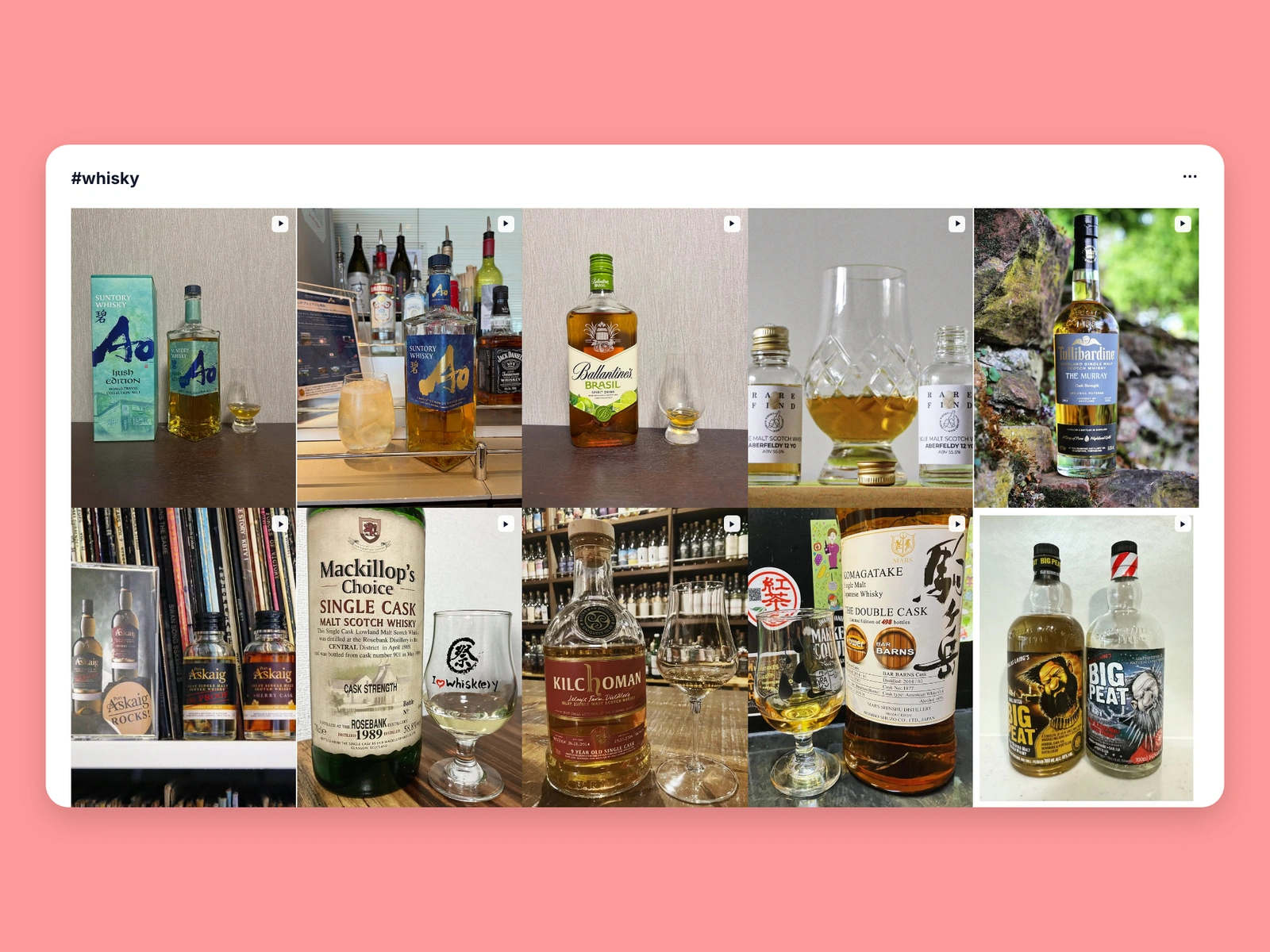 Instagram hashtag results for whisky content