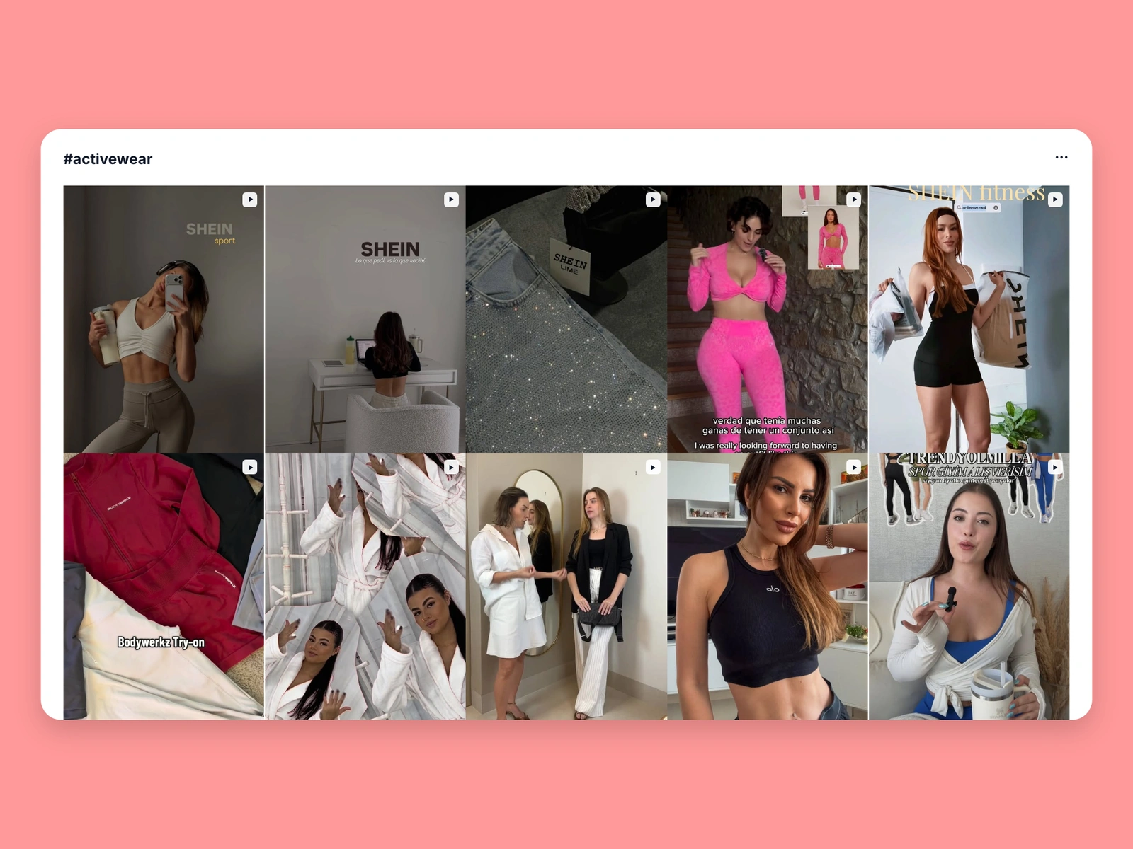 Instagram hashtag results for activewear content