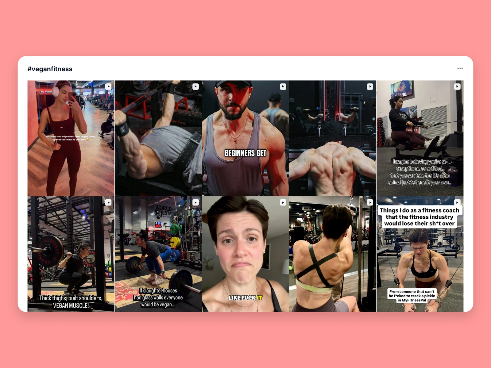 Instagram hashtag results for vegan fitness content
