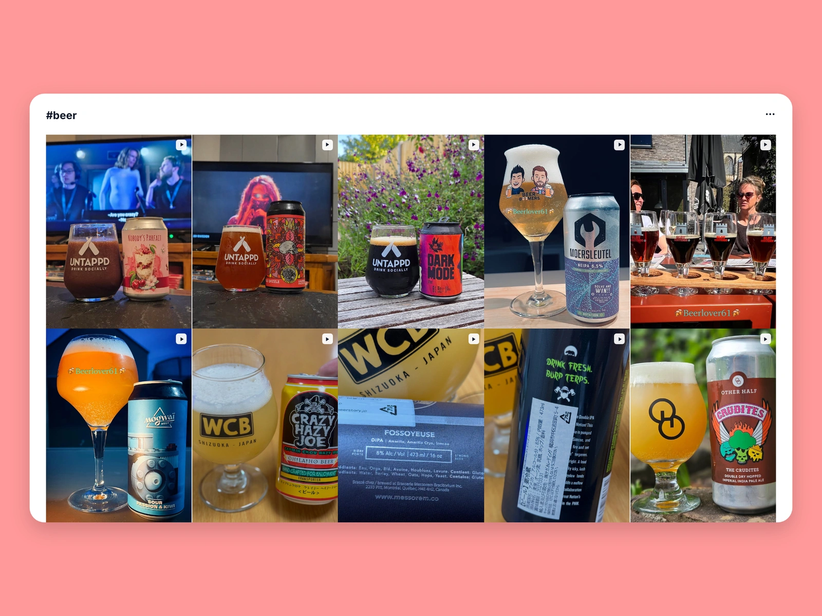 Instagram hashtag results for beer content