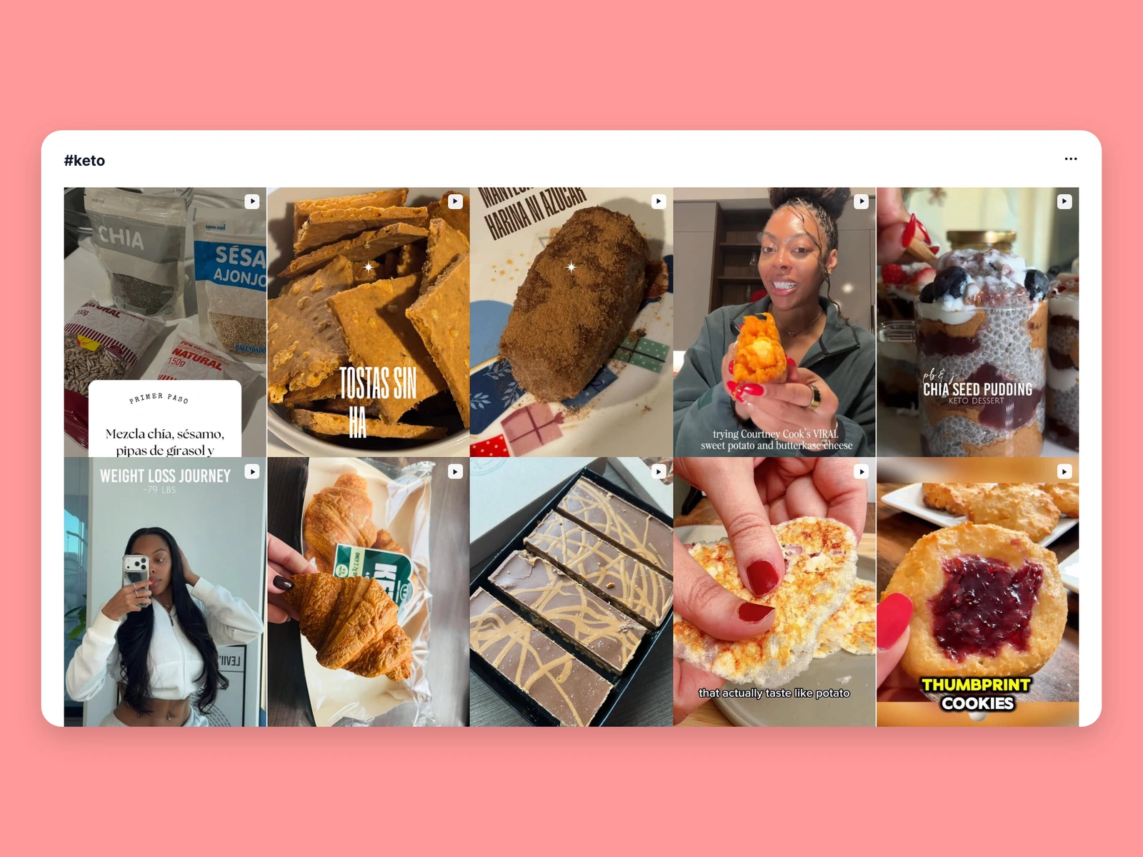 Instagram hashtag results for keto content
