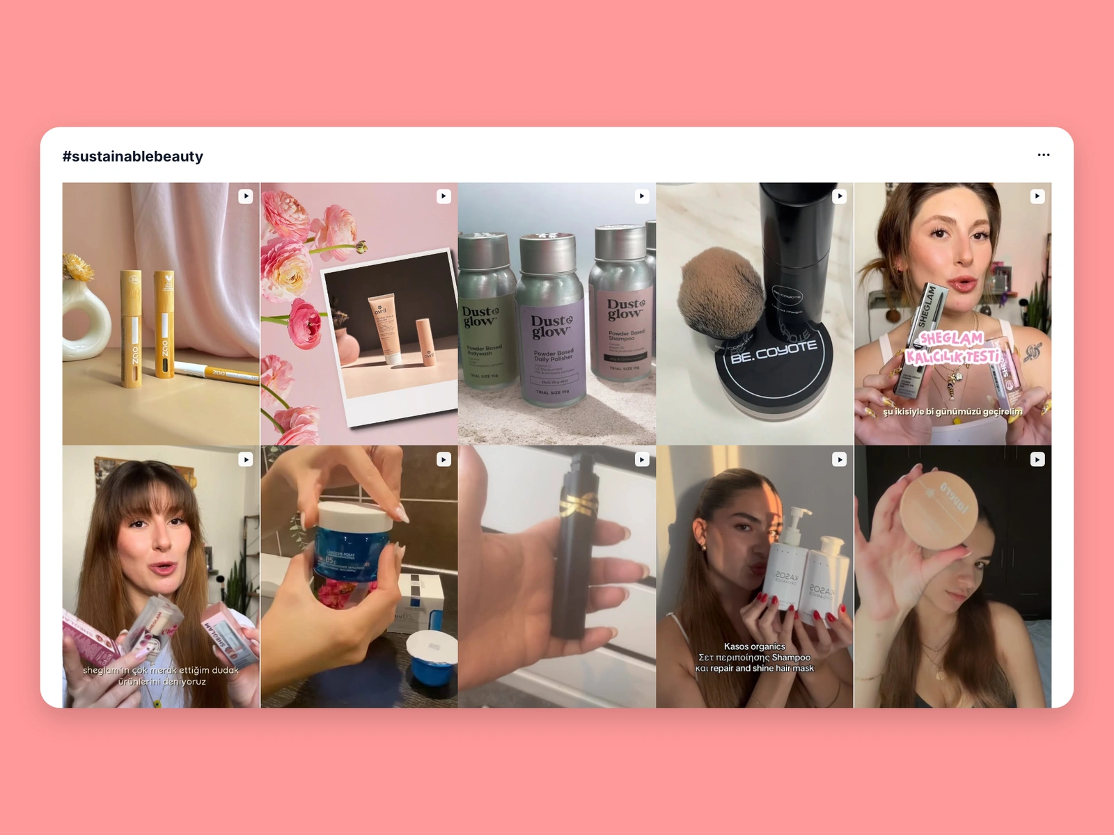 Instagram hashtag results for sustainable beauty content
