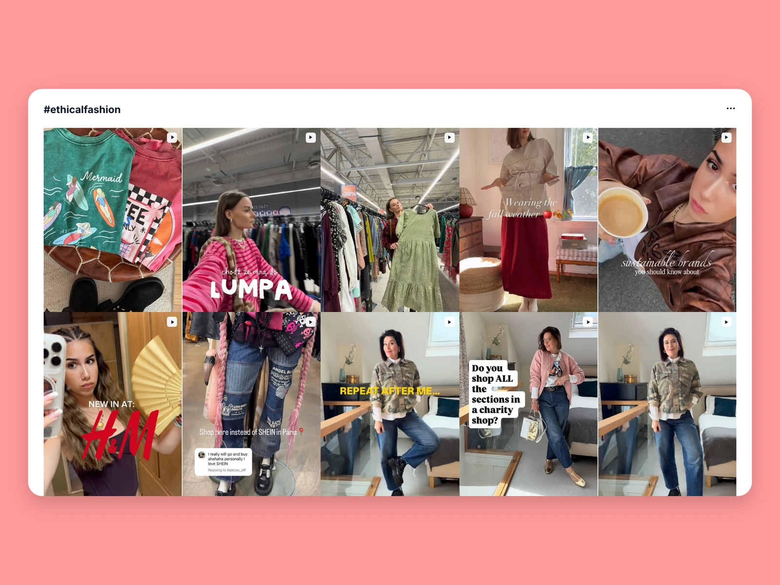 Instagram hashtag results for ethical fashion content