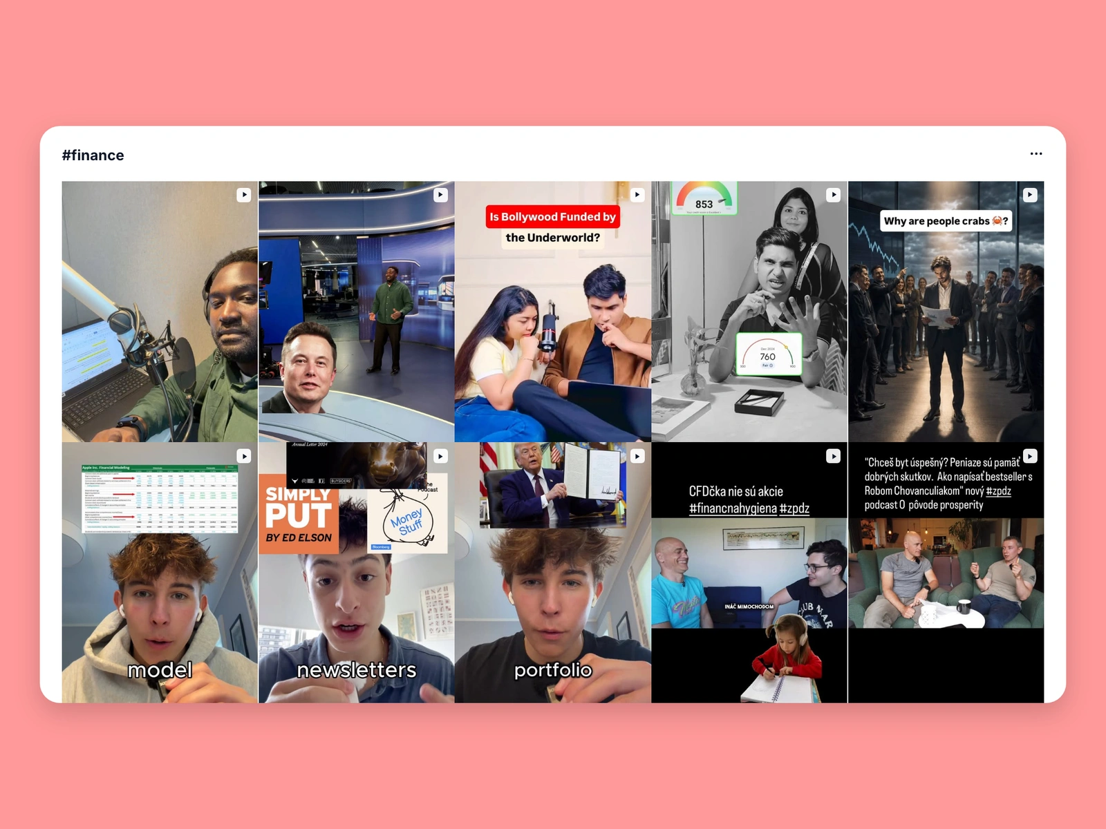 Instagram hashtag results for finance content