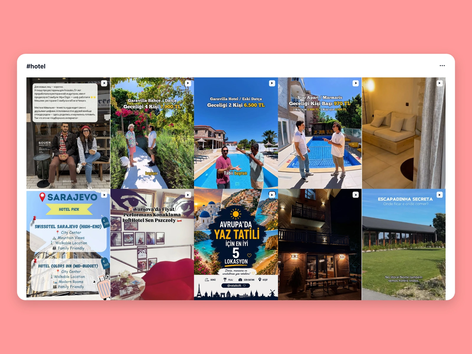 Instagram hashtag results for hotel content