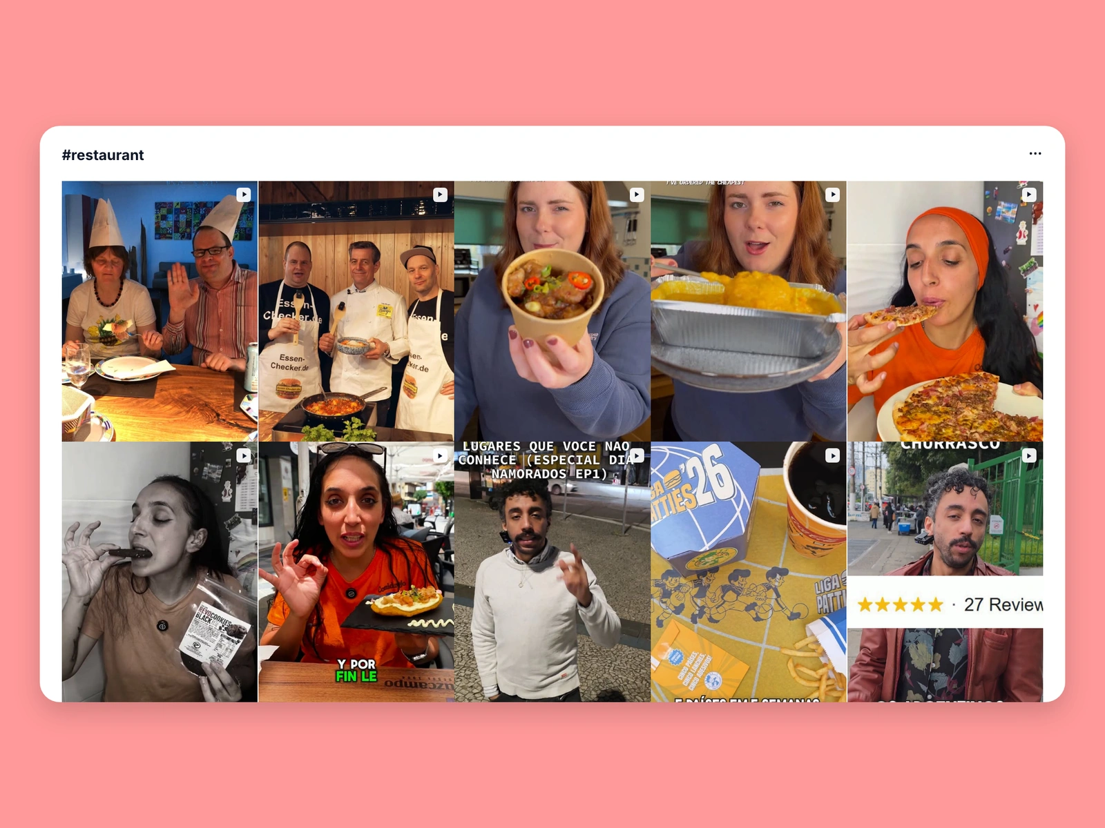 Instagram hashtag results for restaurant content