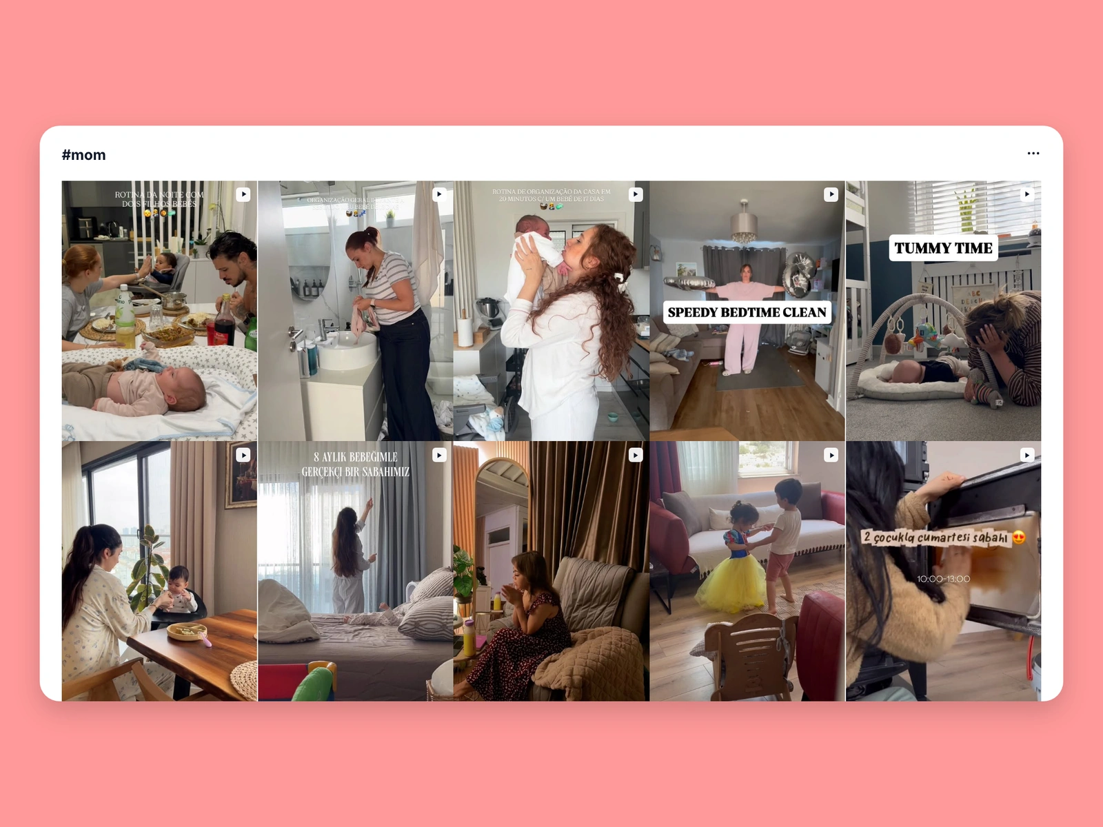 Instagram hashtag results for mom content