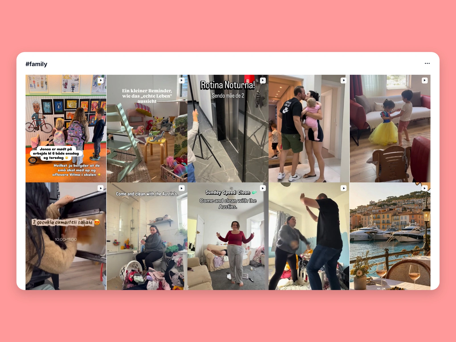Instagram hashtag results for family content