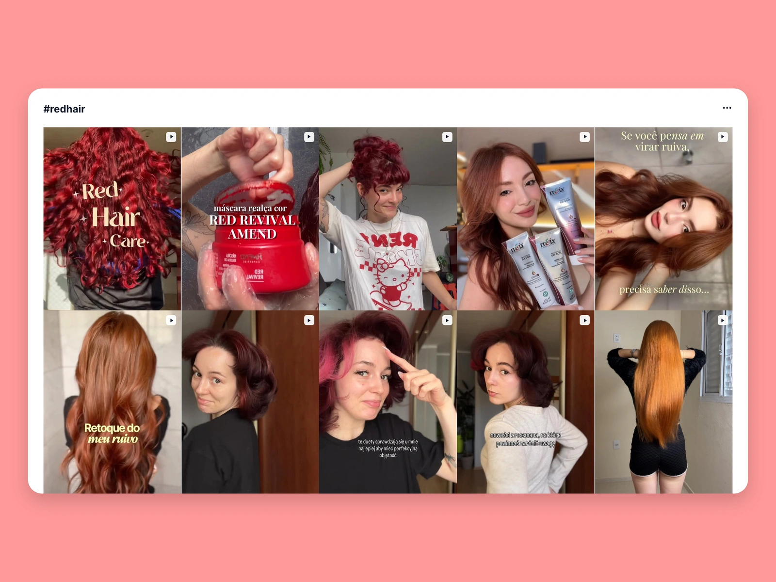 Instagram hashtag results for red hair content