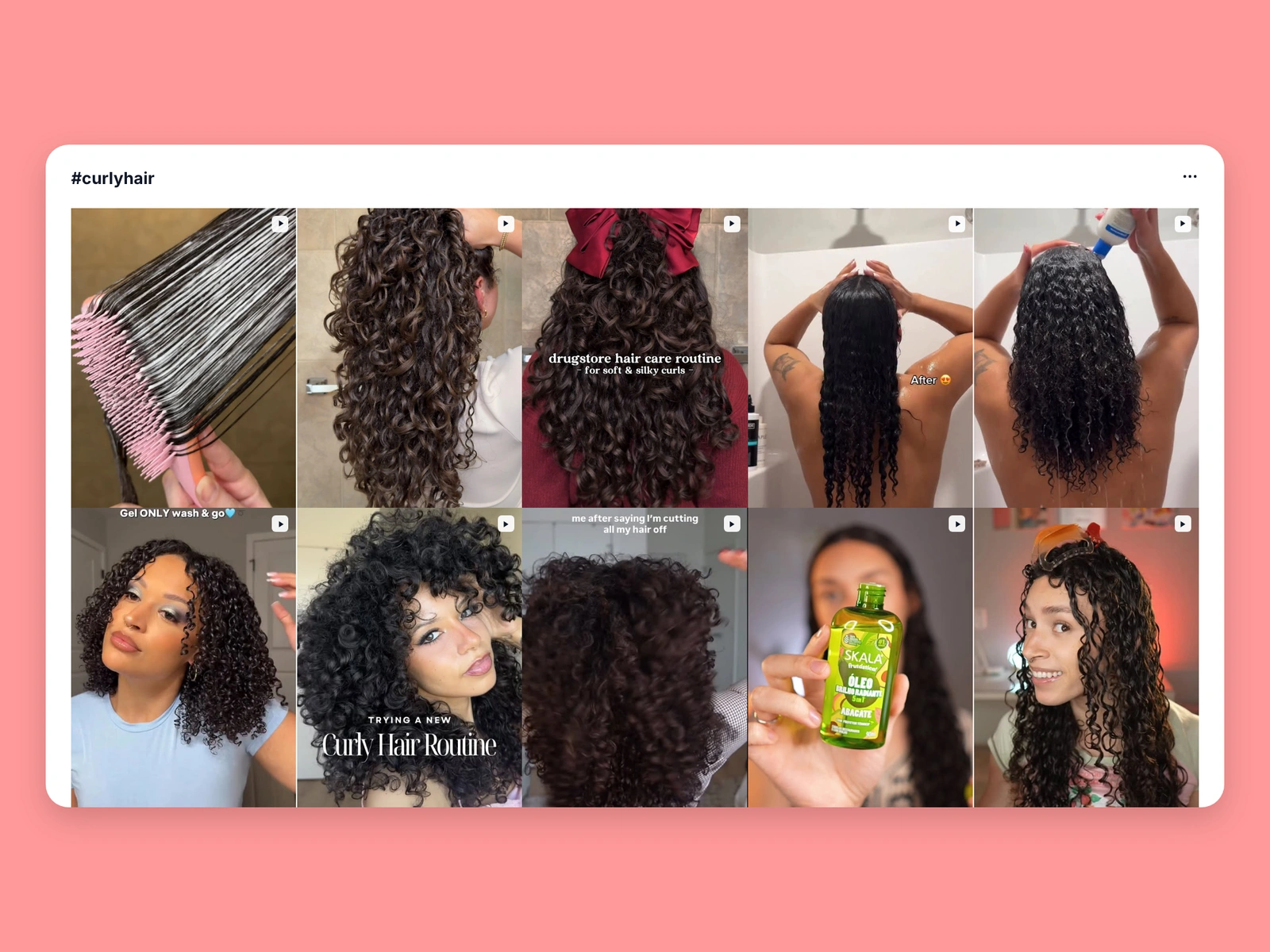 Instagram hashtag results for curly hair content