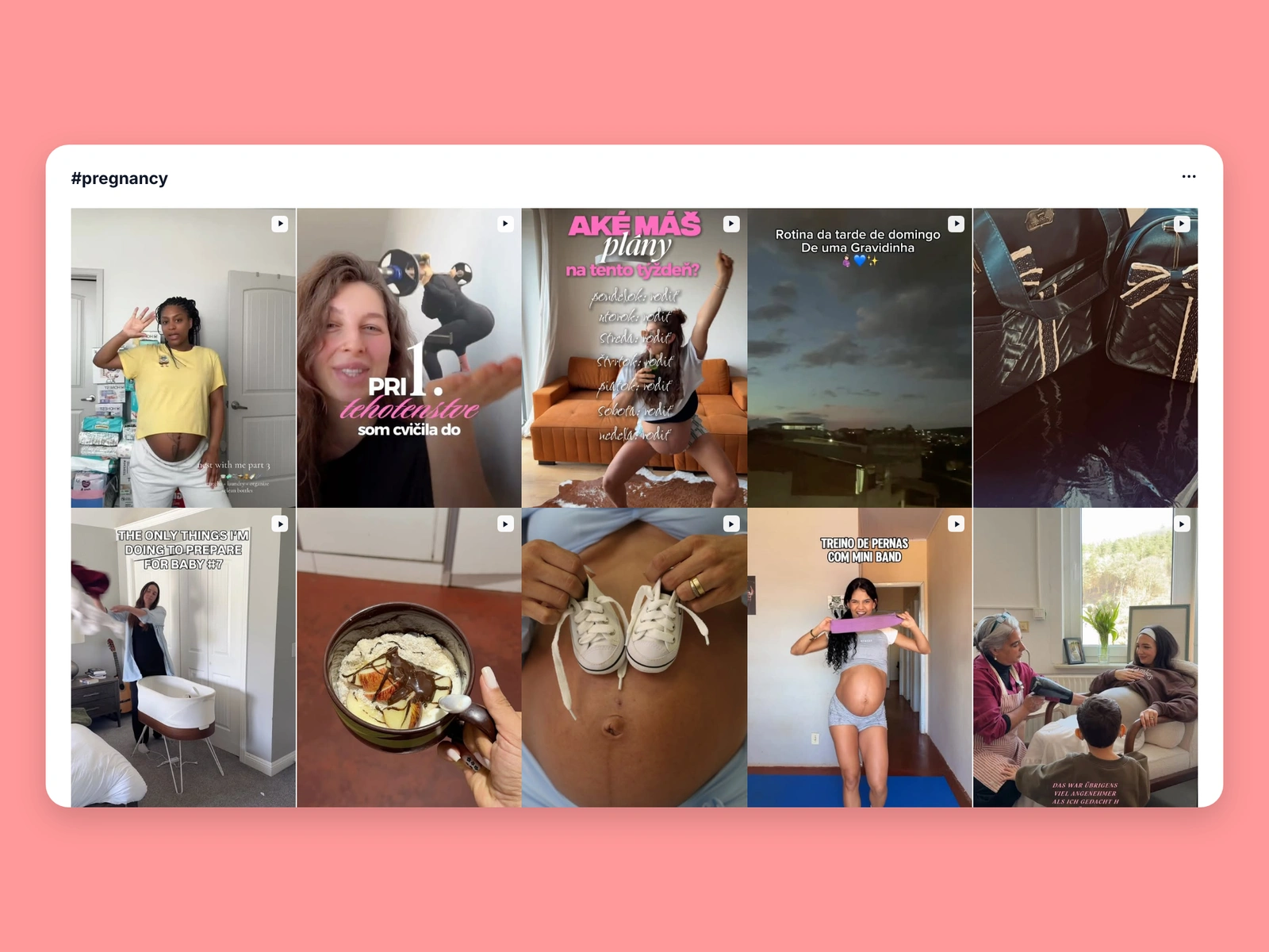 Instagram hashtag results for pregnancy content