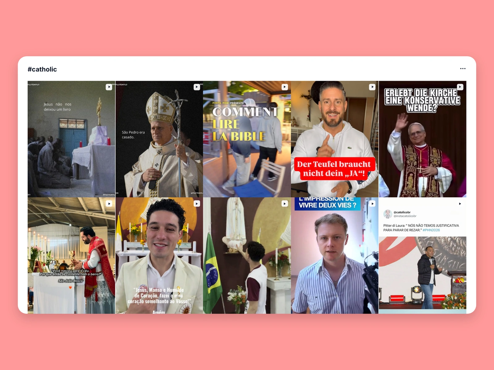 Instagram hashtag results for catholic content
