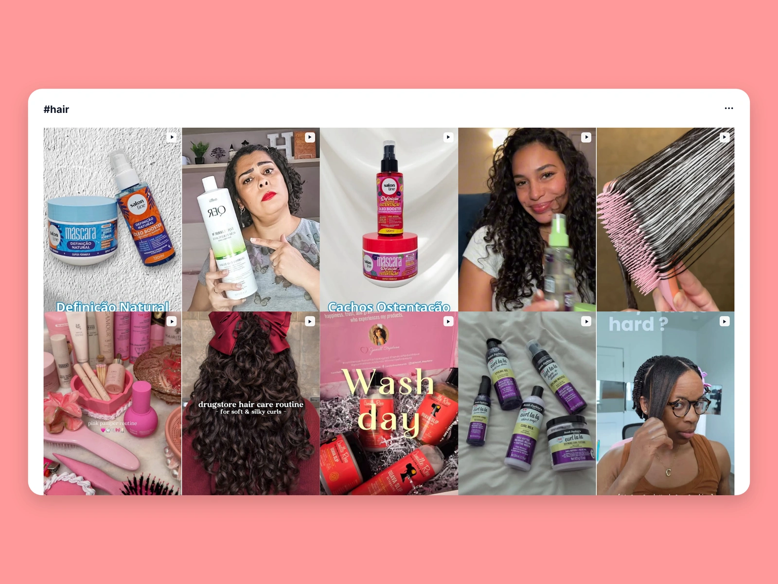 Instagram hashtag results for hair content