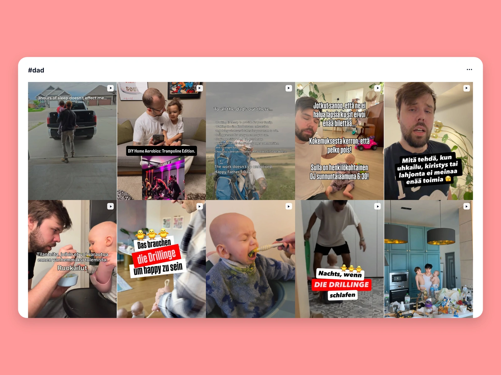 Instagram hashtag results for dad content