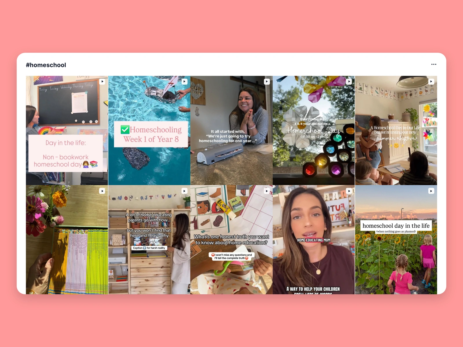 Instagram hashtag results for homeschool content