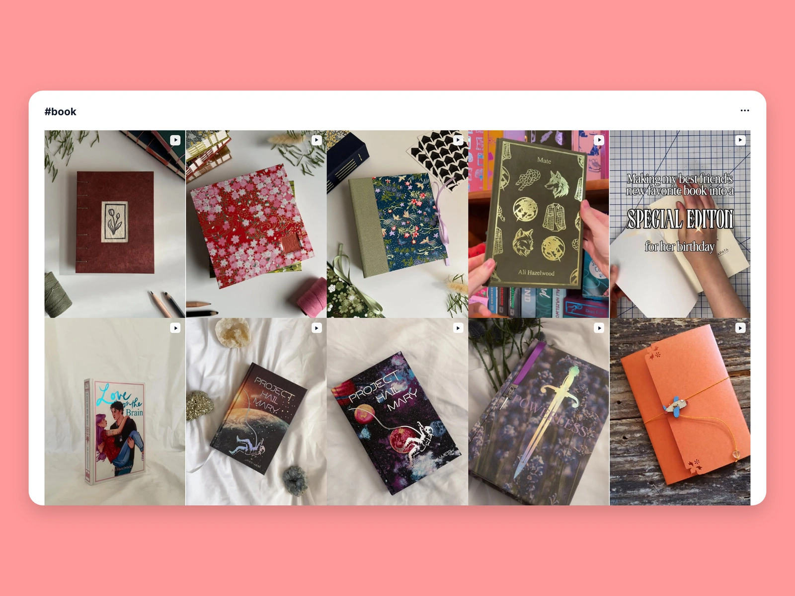 Instagram hashtag results for book content