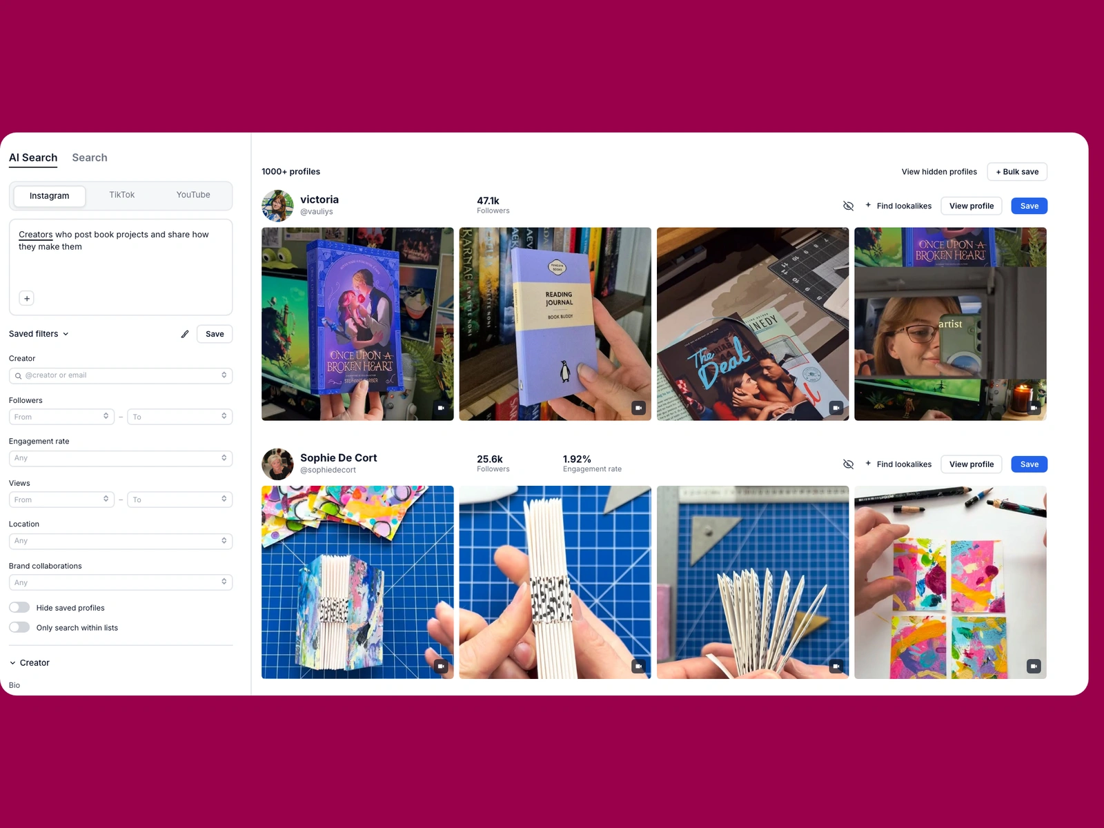 Modash AI search for book creators