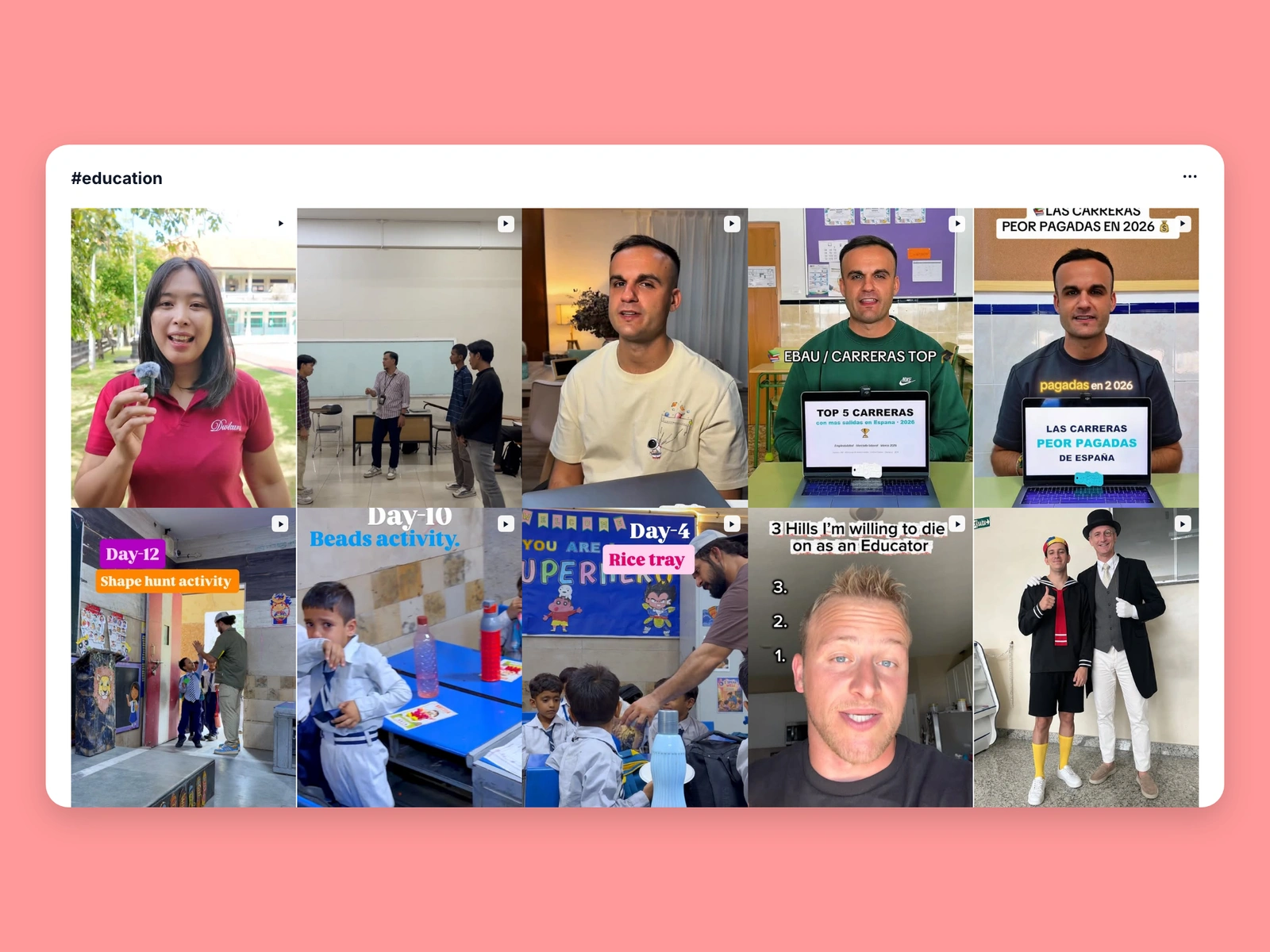 Instagram hashtag results for education content