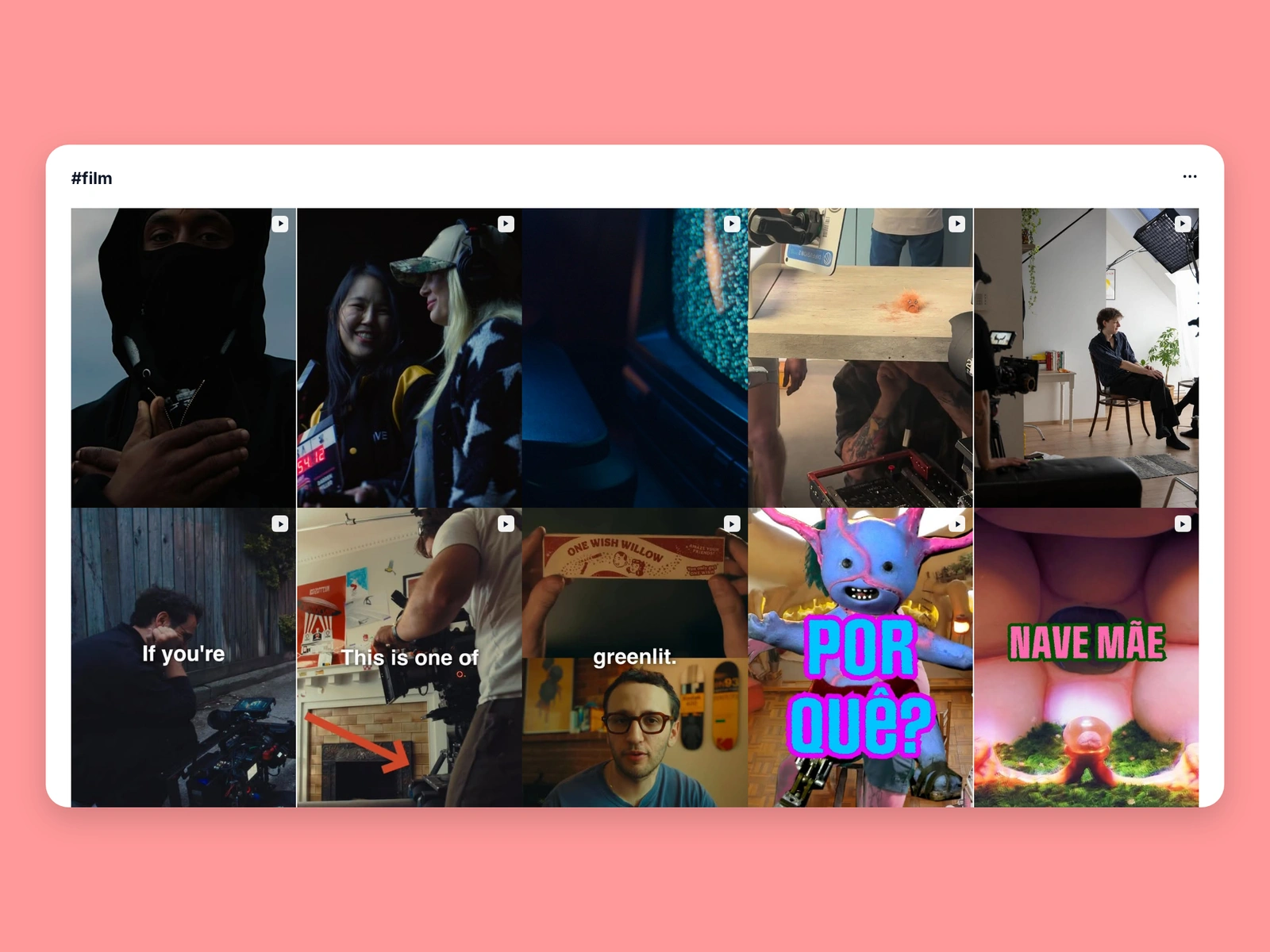 Instagram hashtag results for film content