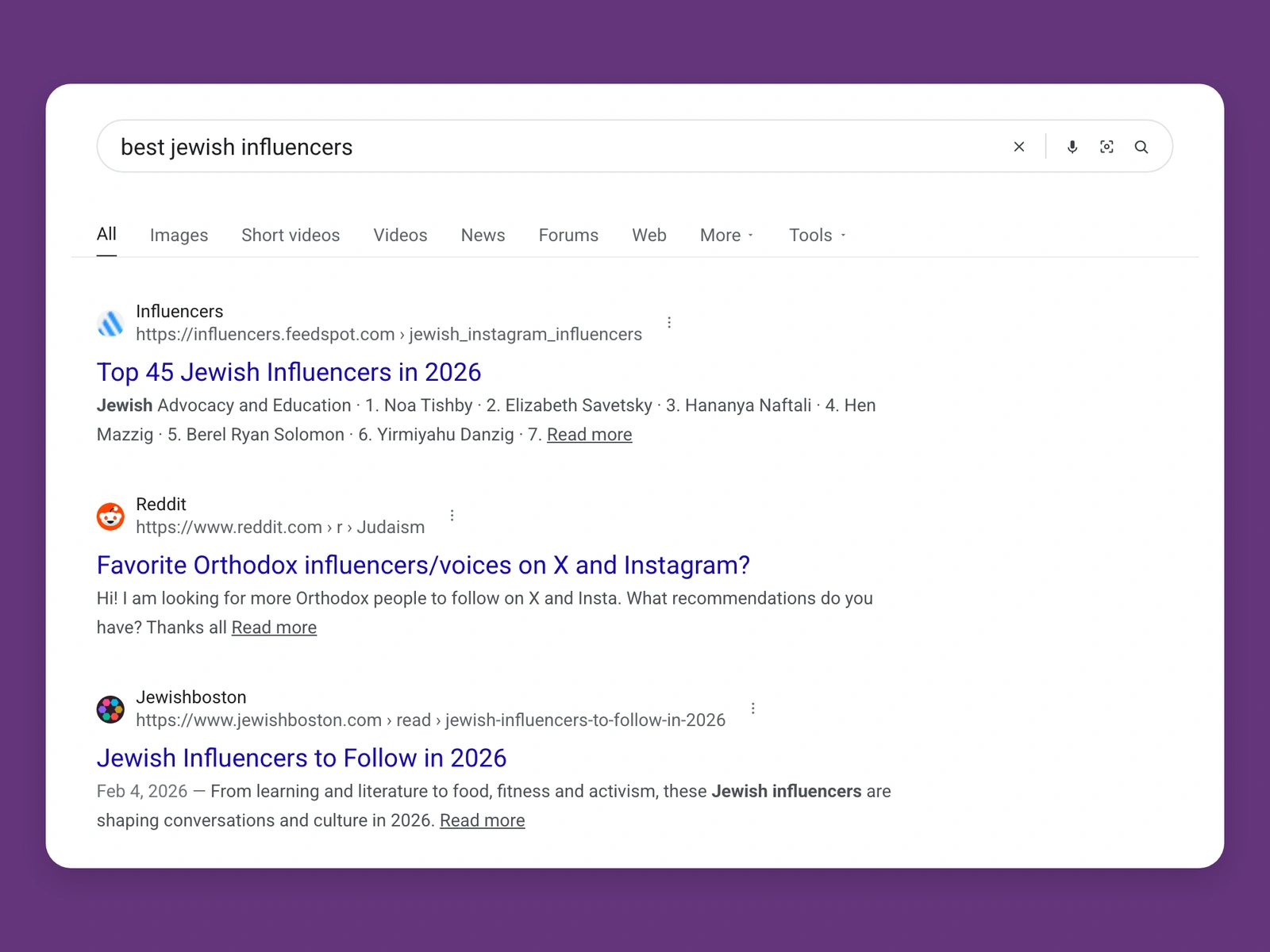 Google results for best jewish bloggers