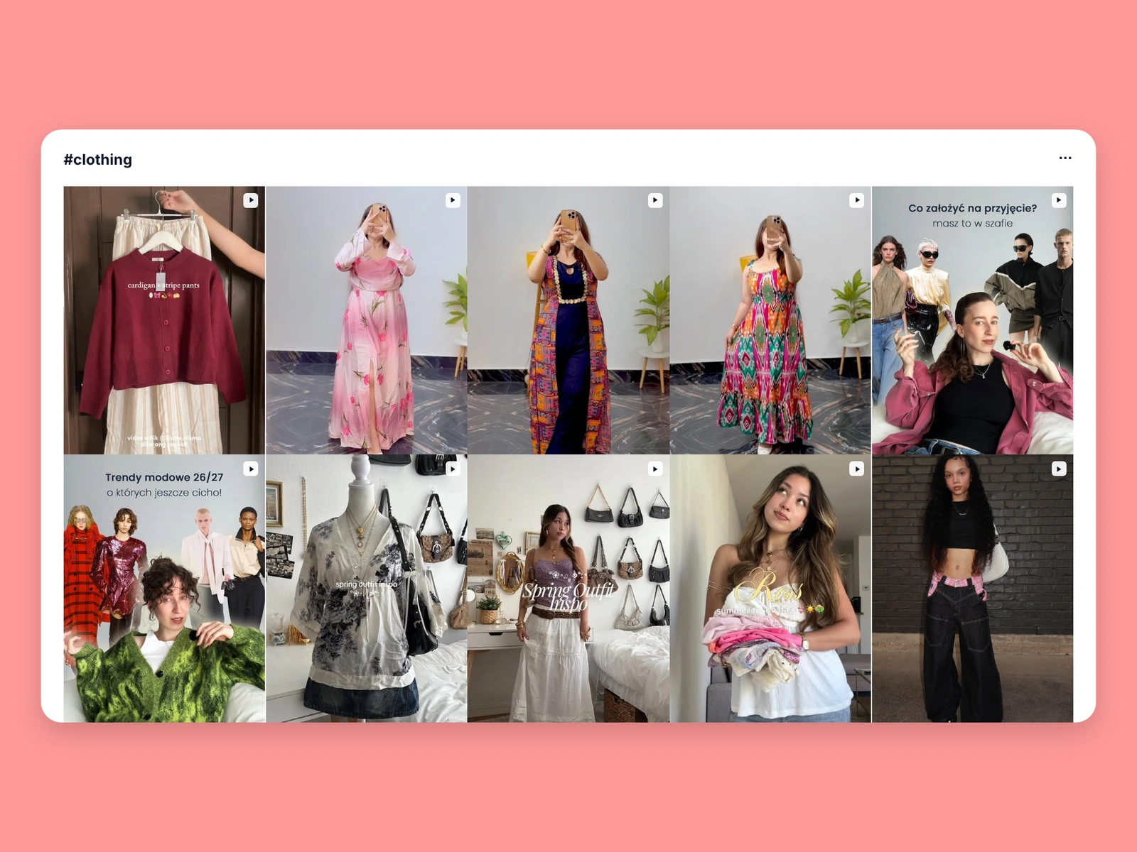 Instagram hashtag results for clothing content