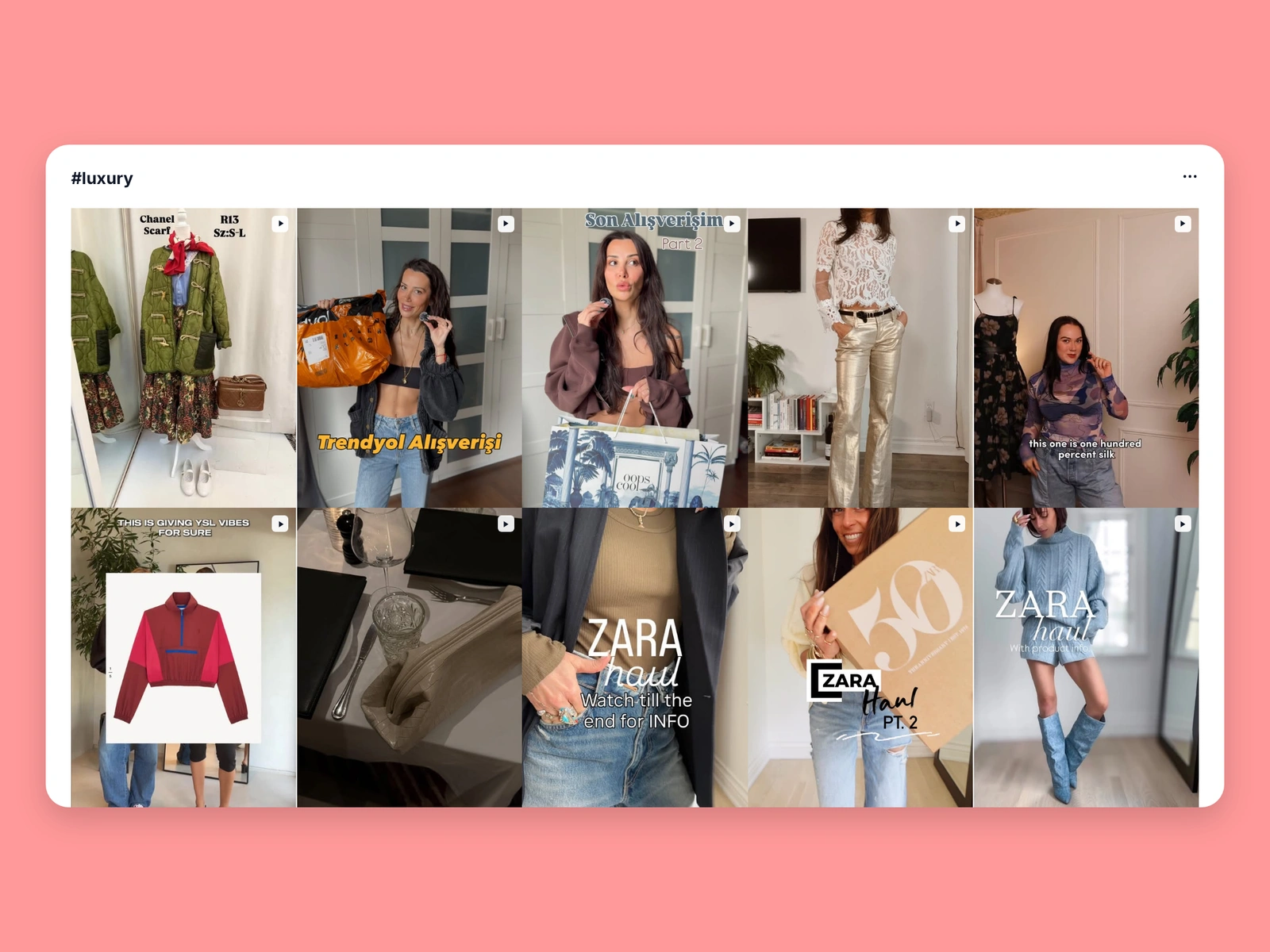 Instagram hashtag results for luxury content