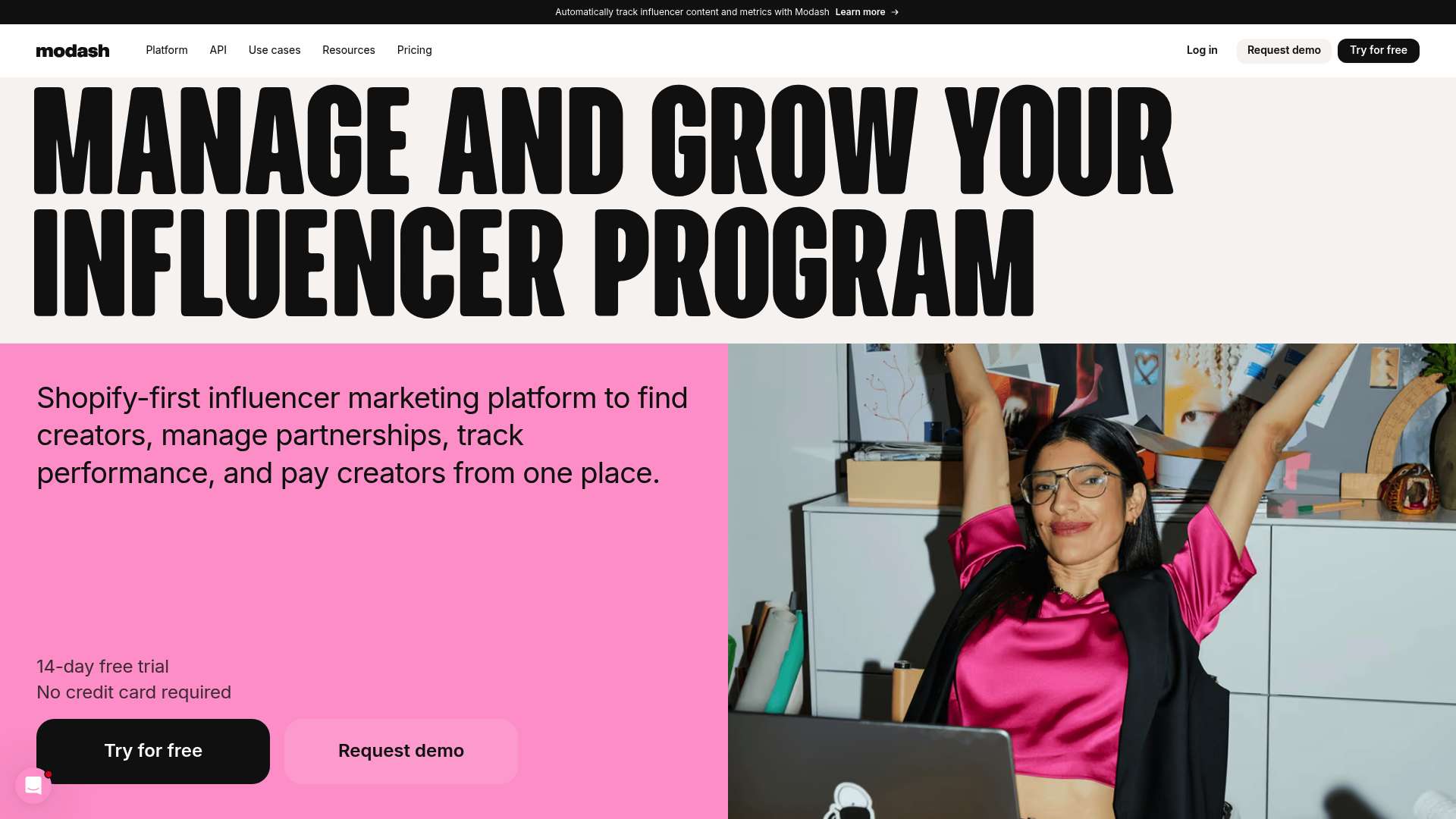 Modash homepage