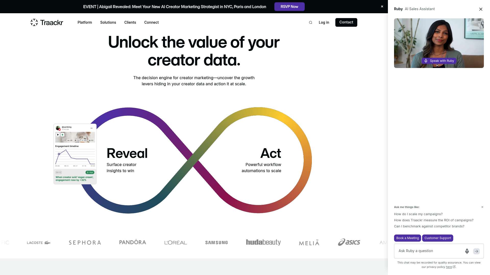 Traackr homepage