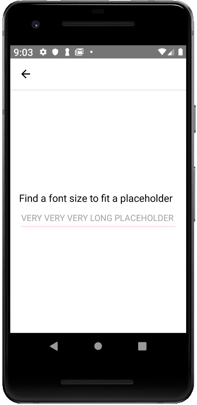 screenshot presenting correct placeholder in React Native for Android