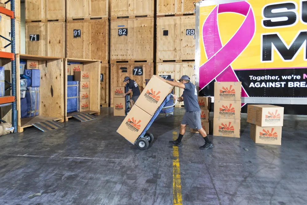 Furniture wrapped and stored safely inside a storage unit