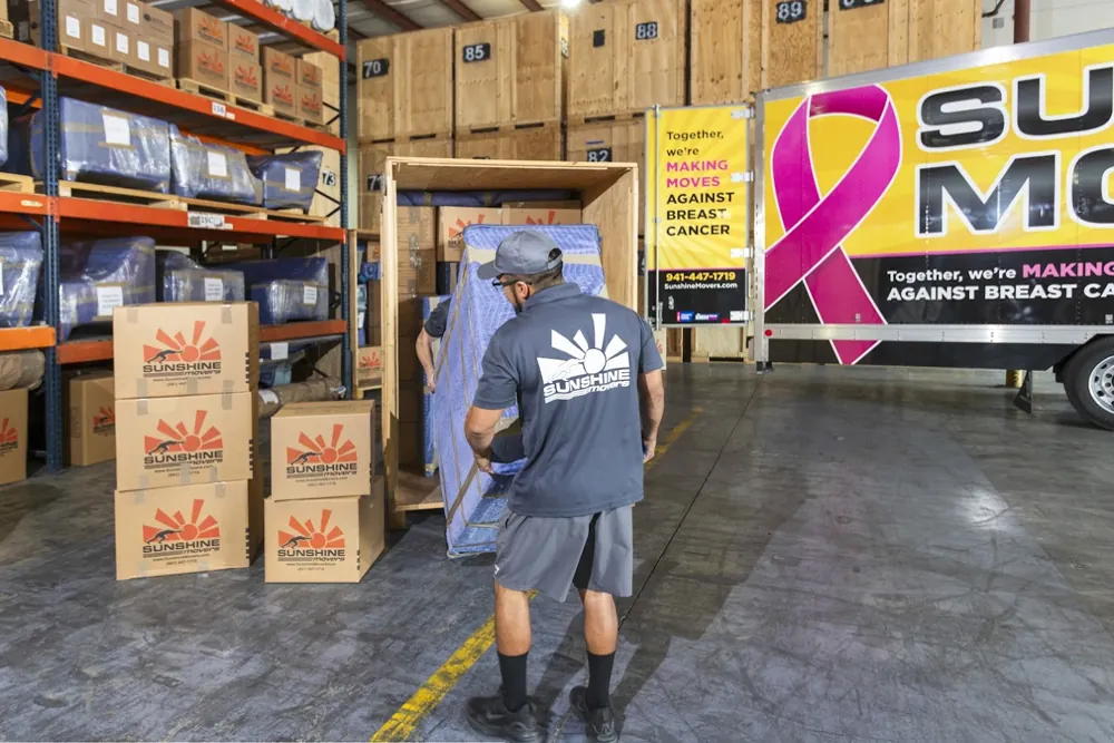 Household belongings stored in a temporary storage unit during move