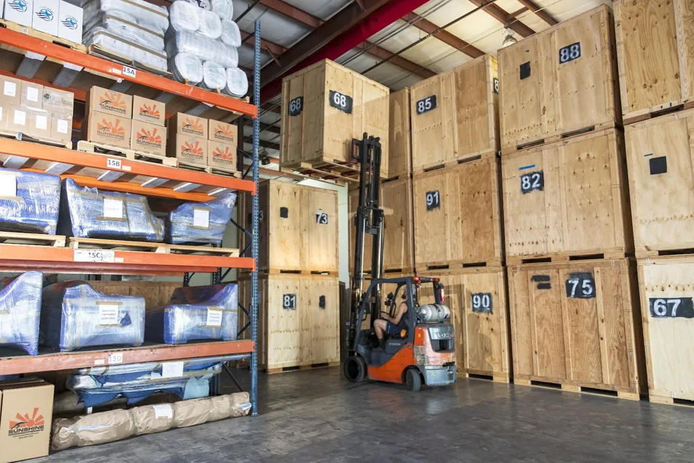 Furniture safely packed in a storage unit between house moves