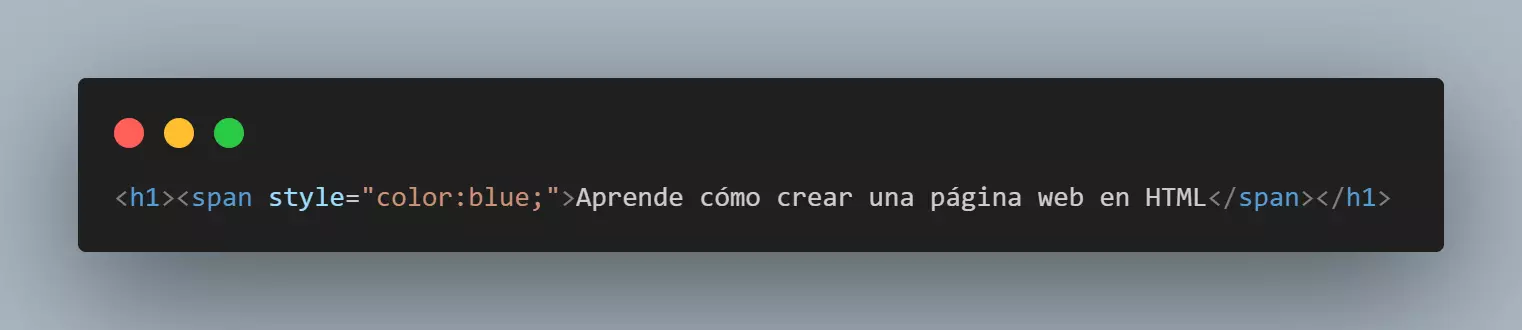 Ejemplo de código para cambiar el color de un h1 en el archivo HTML