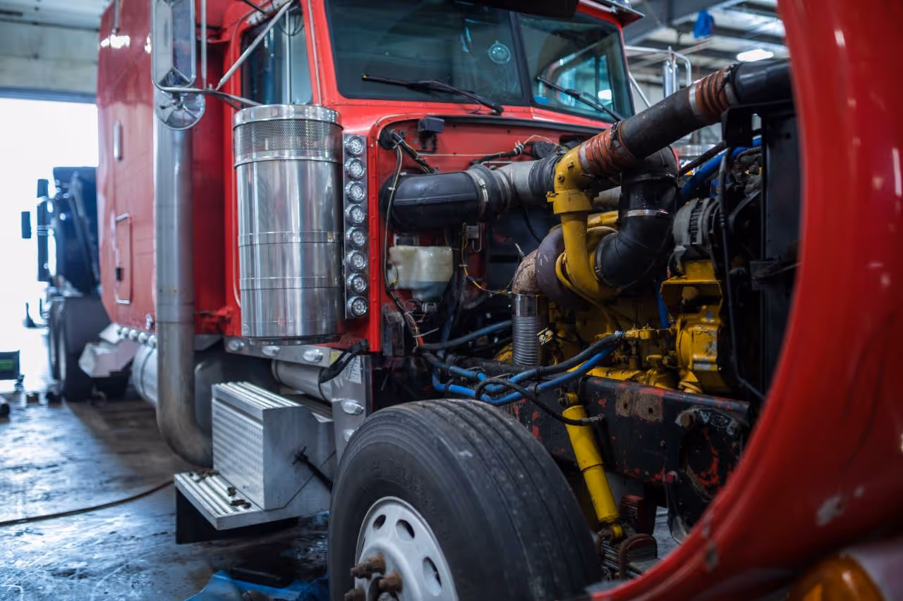 Semi truck in need of radiator repairs