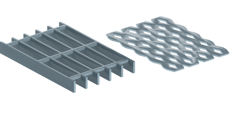 Expanded metal alongside 19-W-4 bar grating
