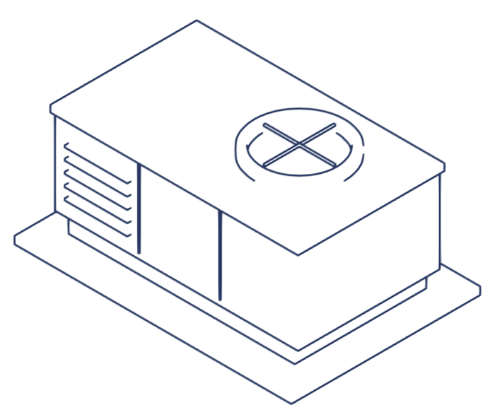 Rooftop HVAC unit on a roof curb