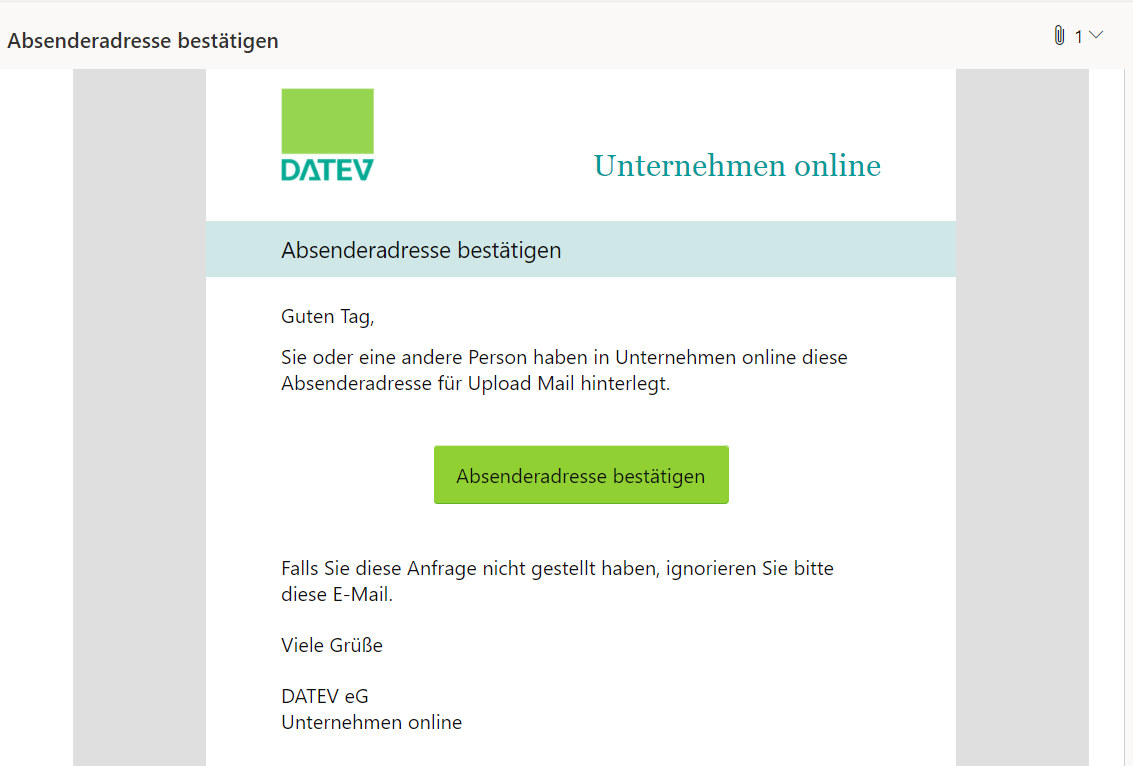 DATEV Upload Mal Bestätigungsmail