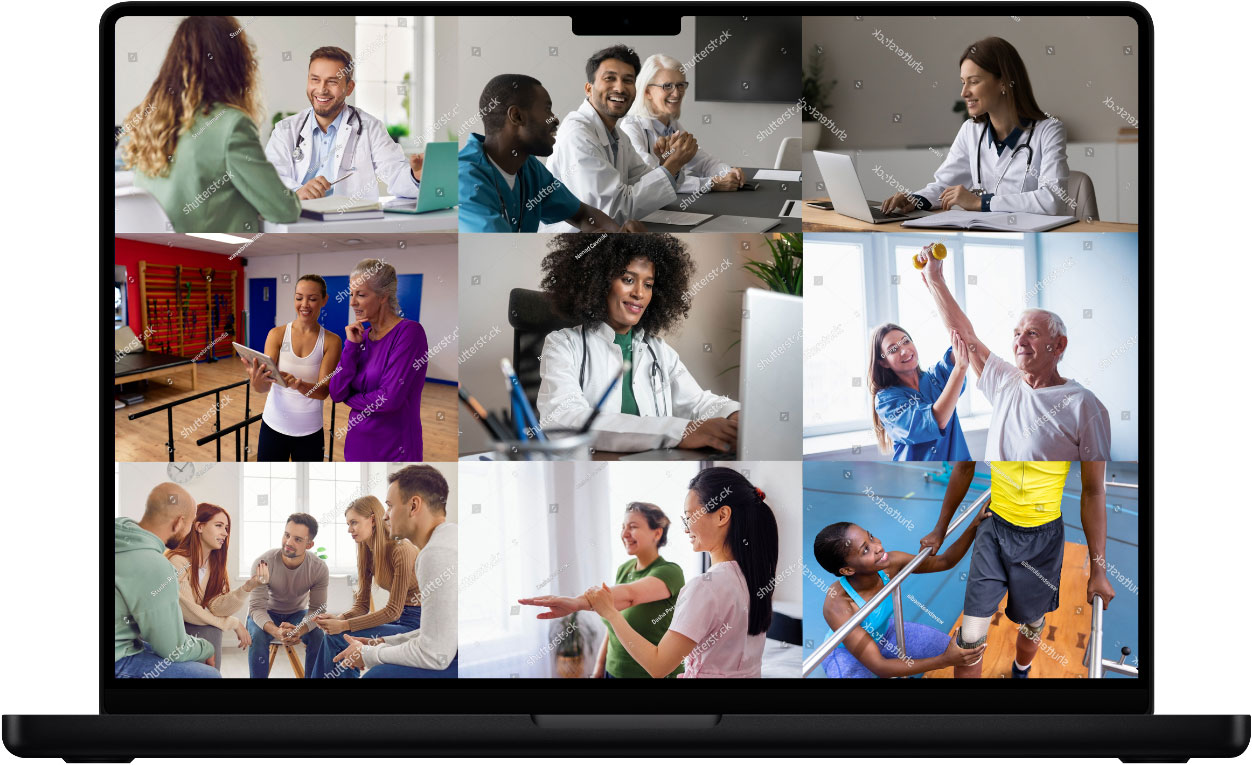 Happy therapists working in a clinic