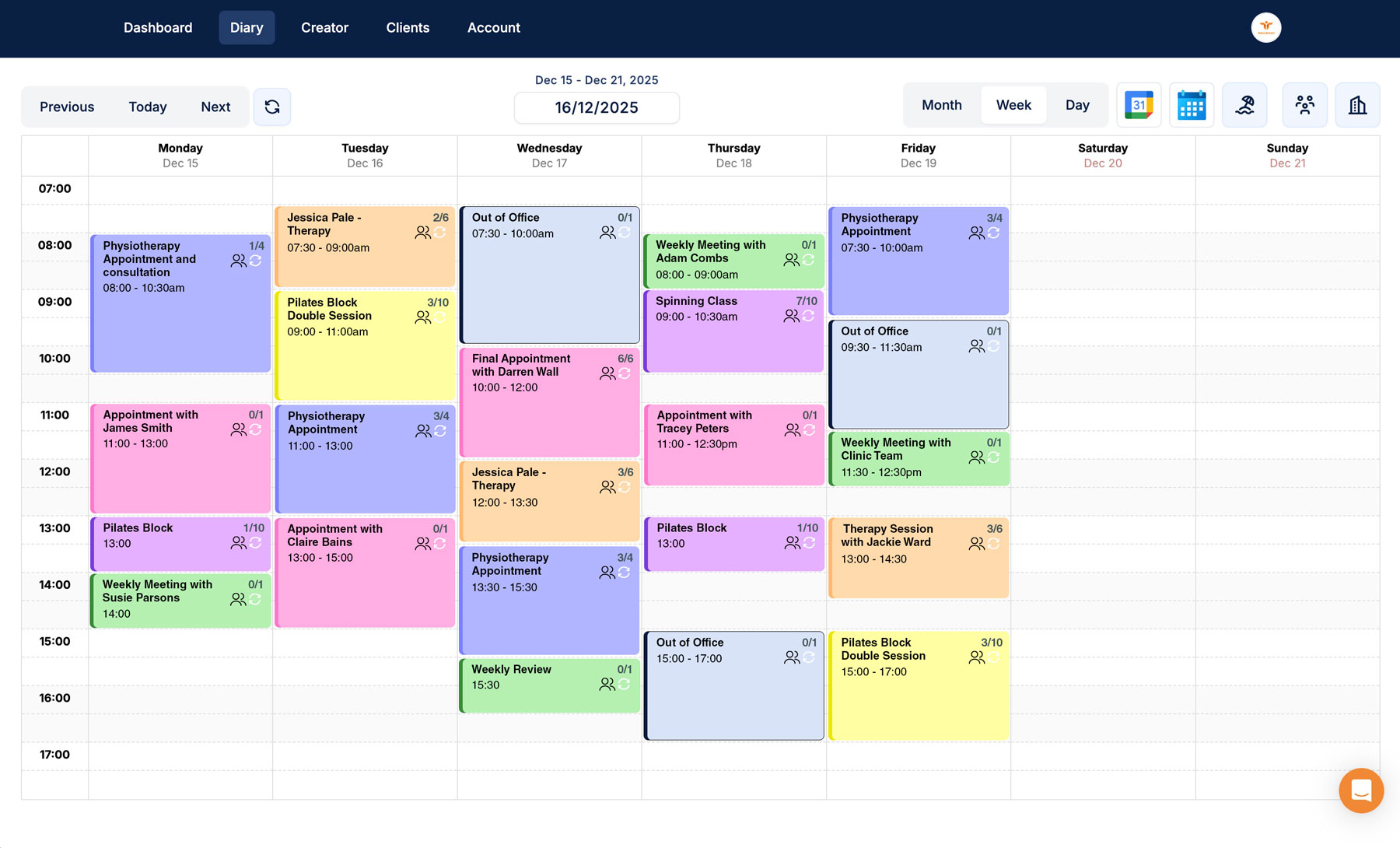 Calendar view